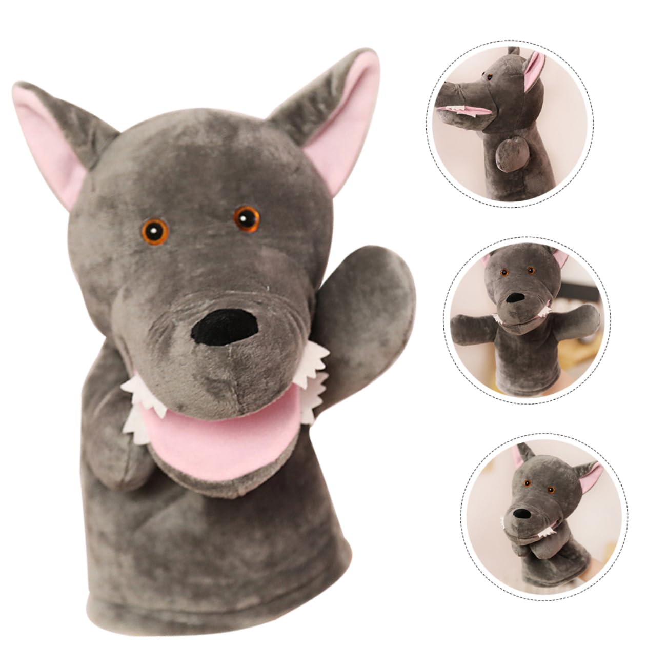 Phenofice Zoo Animal Hand Puppets - Soft Plush Stuffed Animal Puppets for Kids, Jungle & Farm Animal Toys (Dark Grey Cotton) - Perfect for Storytelling, Pretend Play & Early Childhood Education