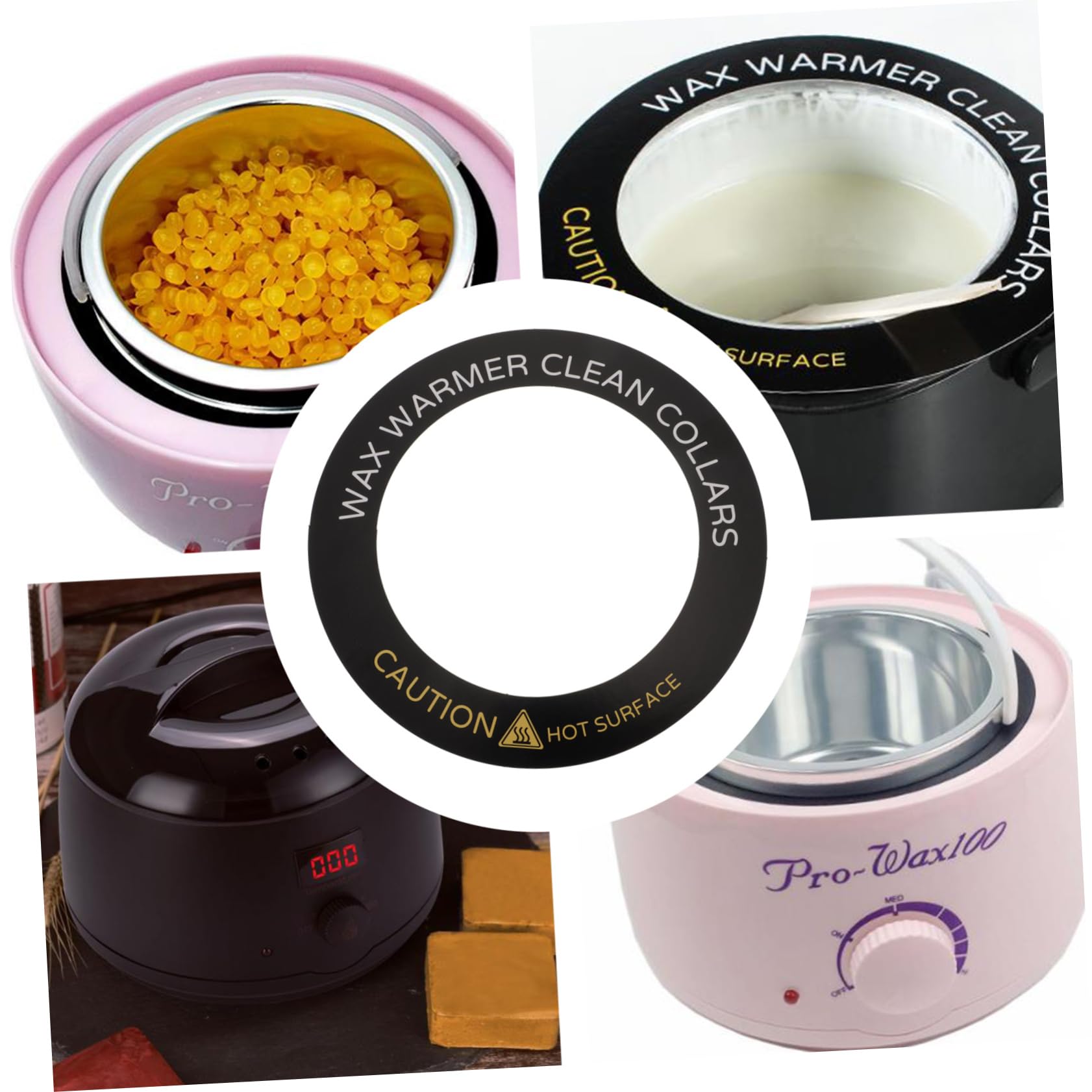 IPetboom 50pcs Wax Warmer Accessories Kit - Anti-Ring Wax Pot Collar, Hair Removal Wax Protector Rings, Heater Paper Washer & Wipes for Professional Waxing - Perfect for Salon, Spa & Home Use (Black)
