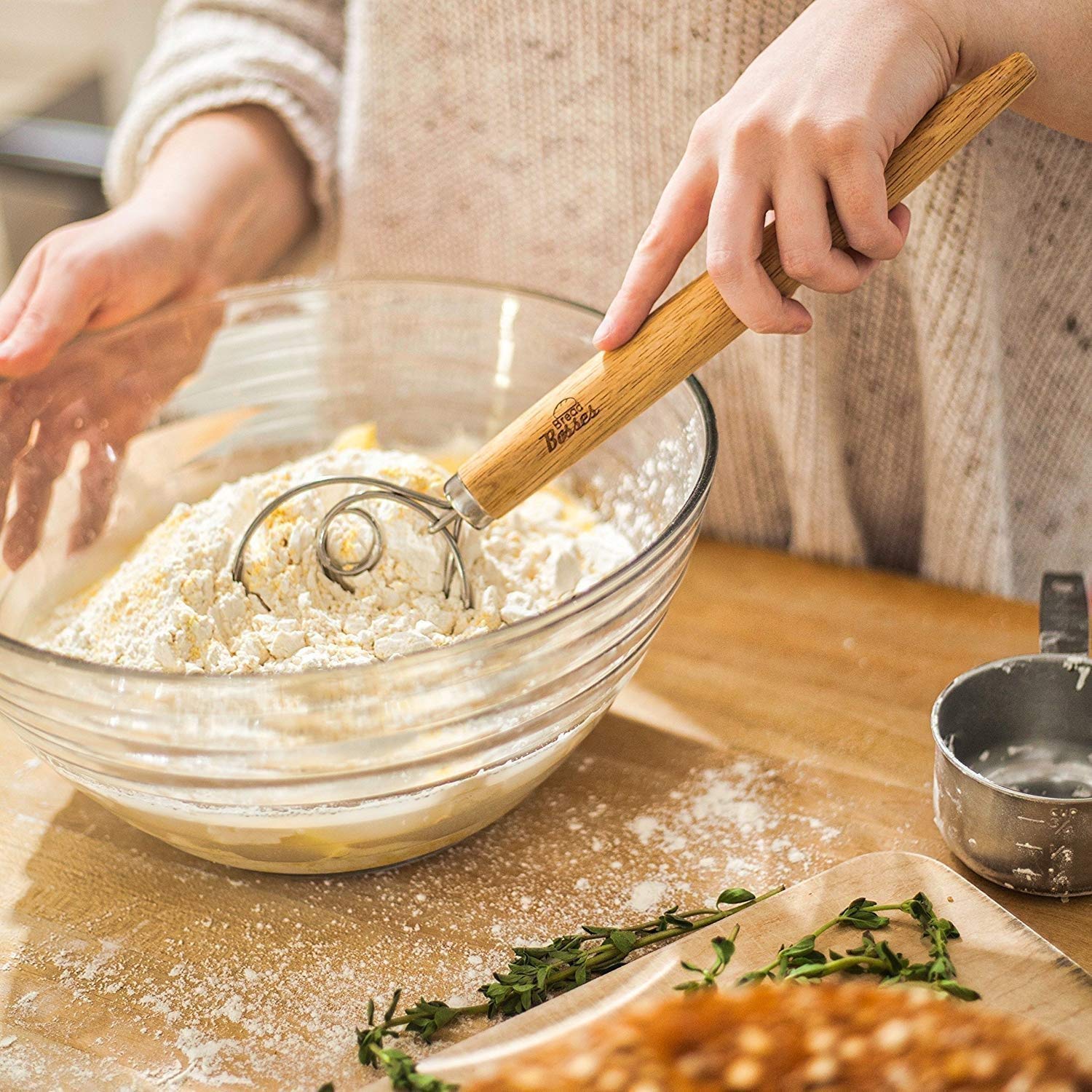 Premium Danish Dough Whisk - Heavy Duty Bread Mixer & Pizza Dough Hook - Perfect for Baking Bread, Pastries & Pizza Dough - Ideal Gift for Bakers & Home Chefs (Great for Kitchen, Bakery & Cooking Enthusiasts)