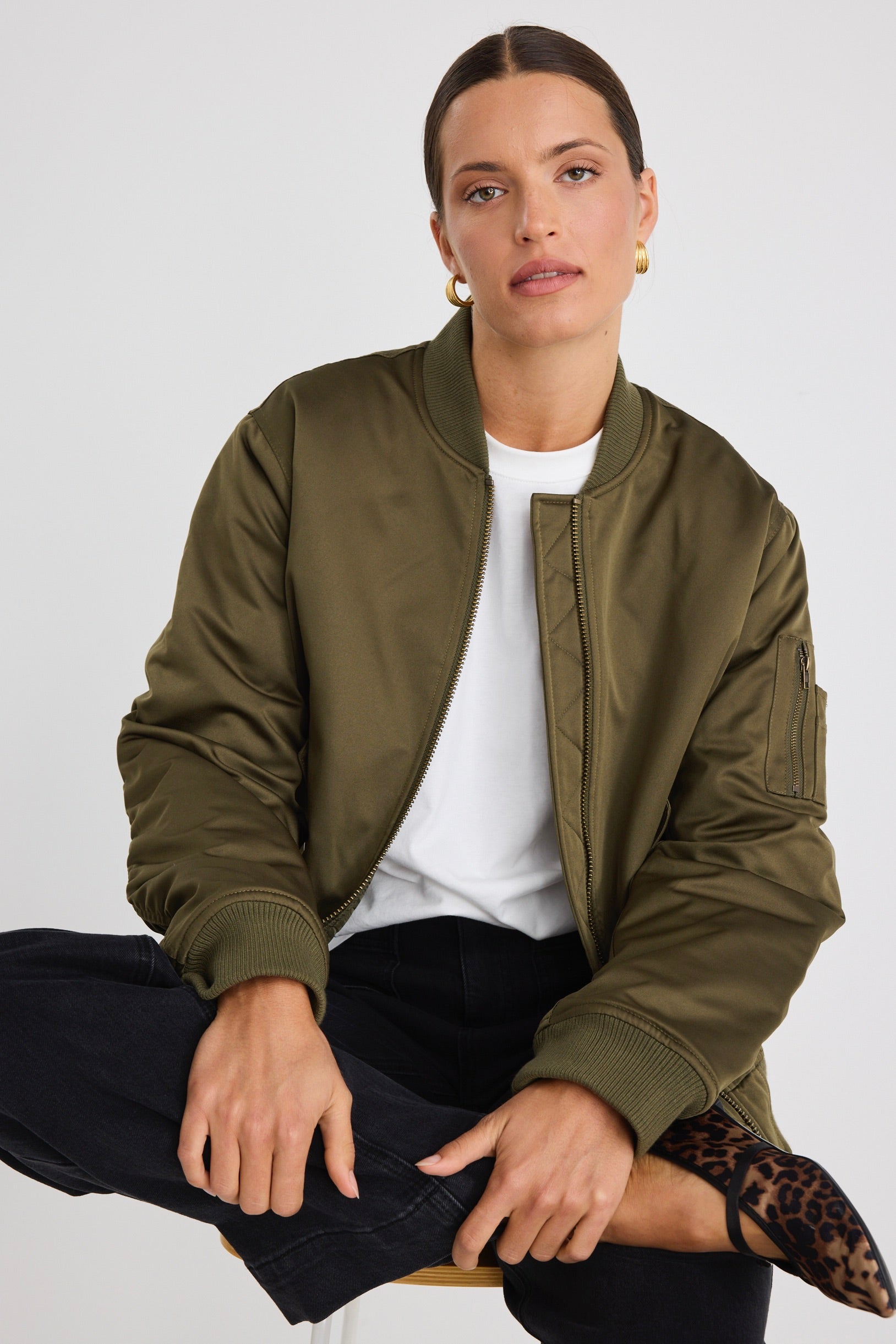 Men's Aviation Khaki MA-1 Bomber Jacket - Lightweight Military Flight Jacket for Casual Wear & Outdoor Activities
