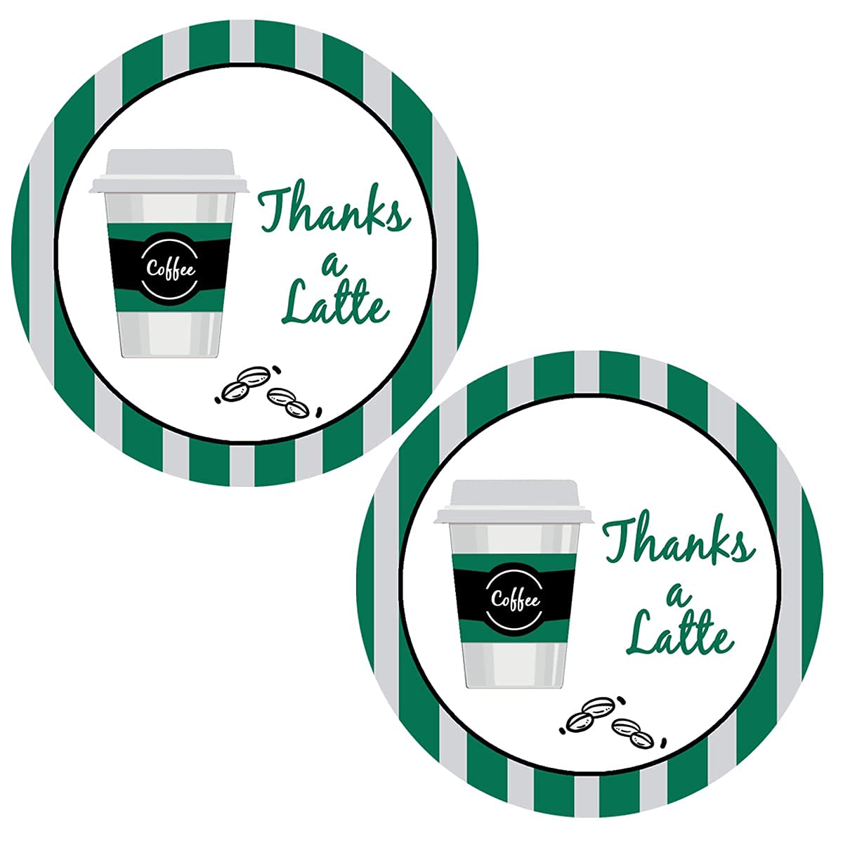 Thanks A Latte Stickers 1.5 Inch - 500 Pcs Customer Appreciation Labels for Favors Bags, Envelope Seals & Goodie Bags - Perfect for Small Business & Cafe Use - Ideal for Thank You Gifts, Coffee Shop Rewards & Party Favors