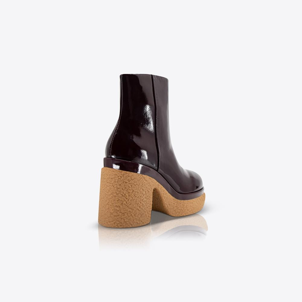 Stylish Women's Patent Leather Ankle Boots in Wine Red - Perfect for Fall Fashion, Office Wear & Casual Outings