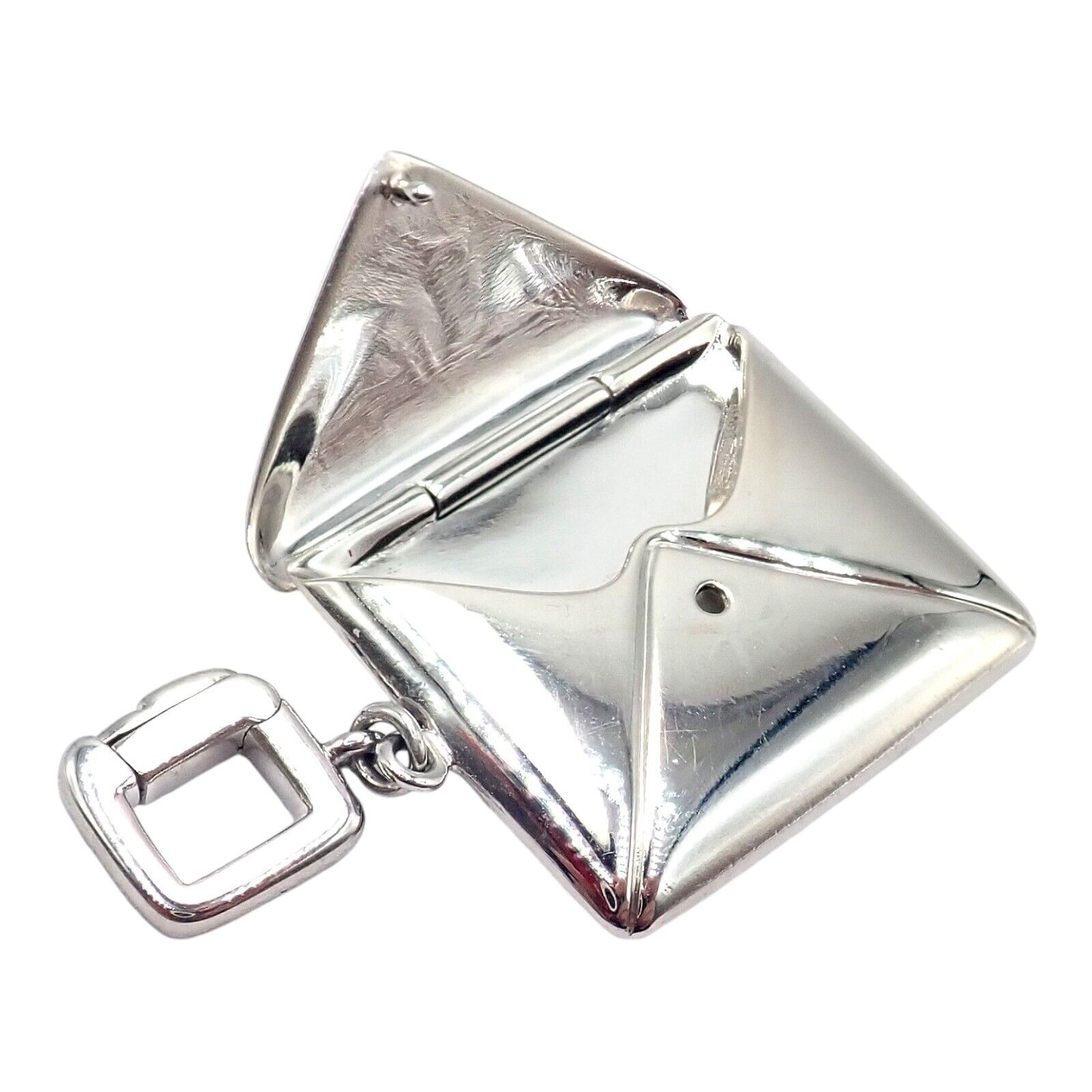 Authentic Louis Vuitton 18K White Gold Letter Envelope Charm Pendant - Luxury Jewelry Gift for Women, Perfect for Necklace or Bracelet Charms