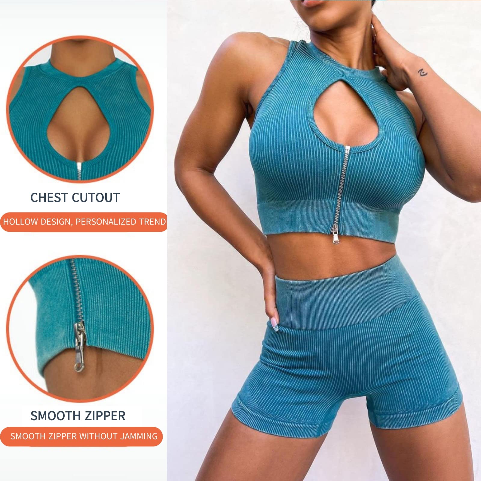 Sexy 2-Piece Workout Set - Ribbed Seamless Yoga Outfit for Women | Gym & Yoga