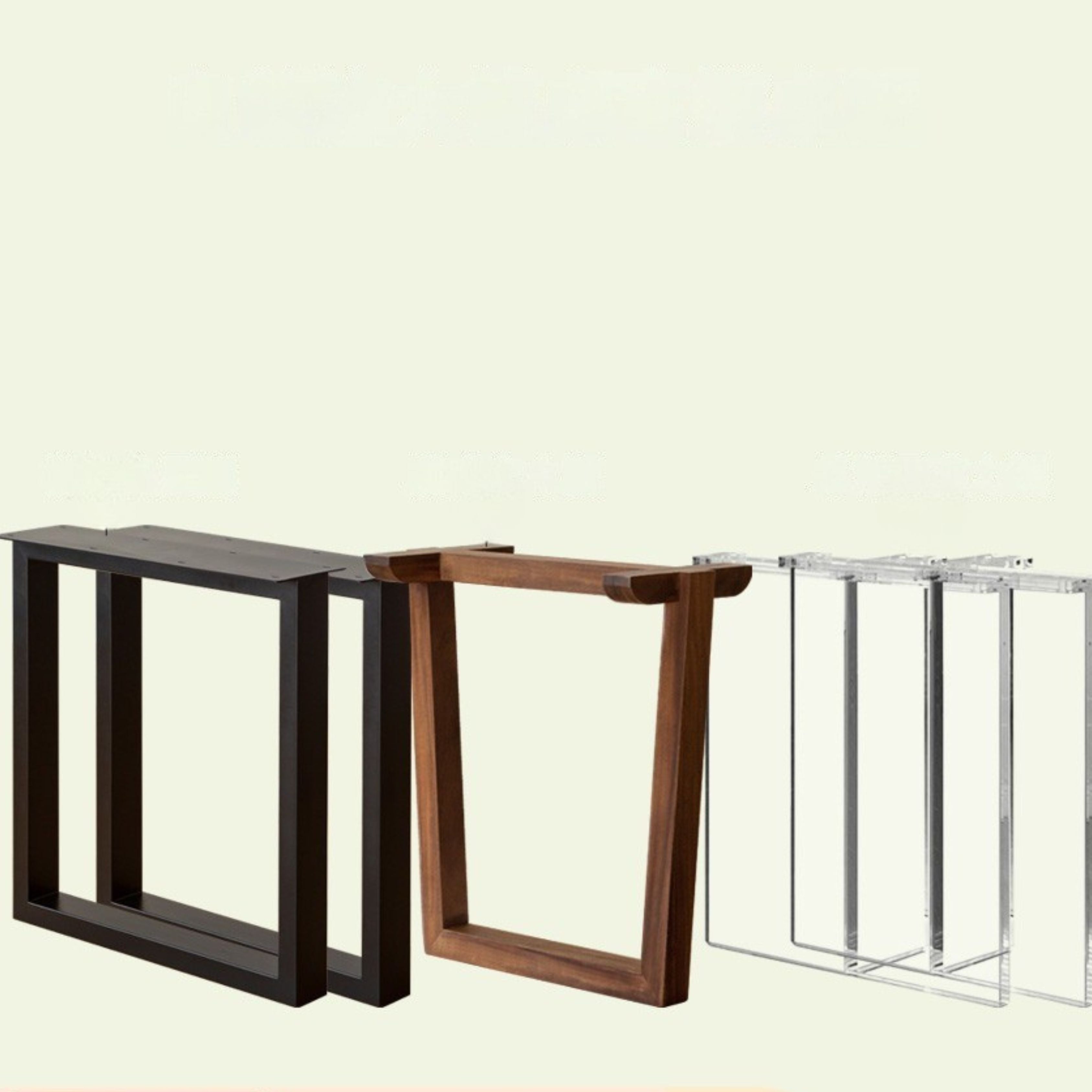 Premium Black Walnut & Ash Solid Wood Table Legs with Metal & Acrylic Accents - Sturdy Modern Furniture Legs for Dining Tables, Desks, and DIY Projects