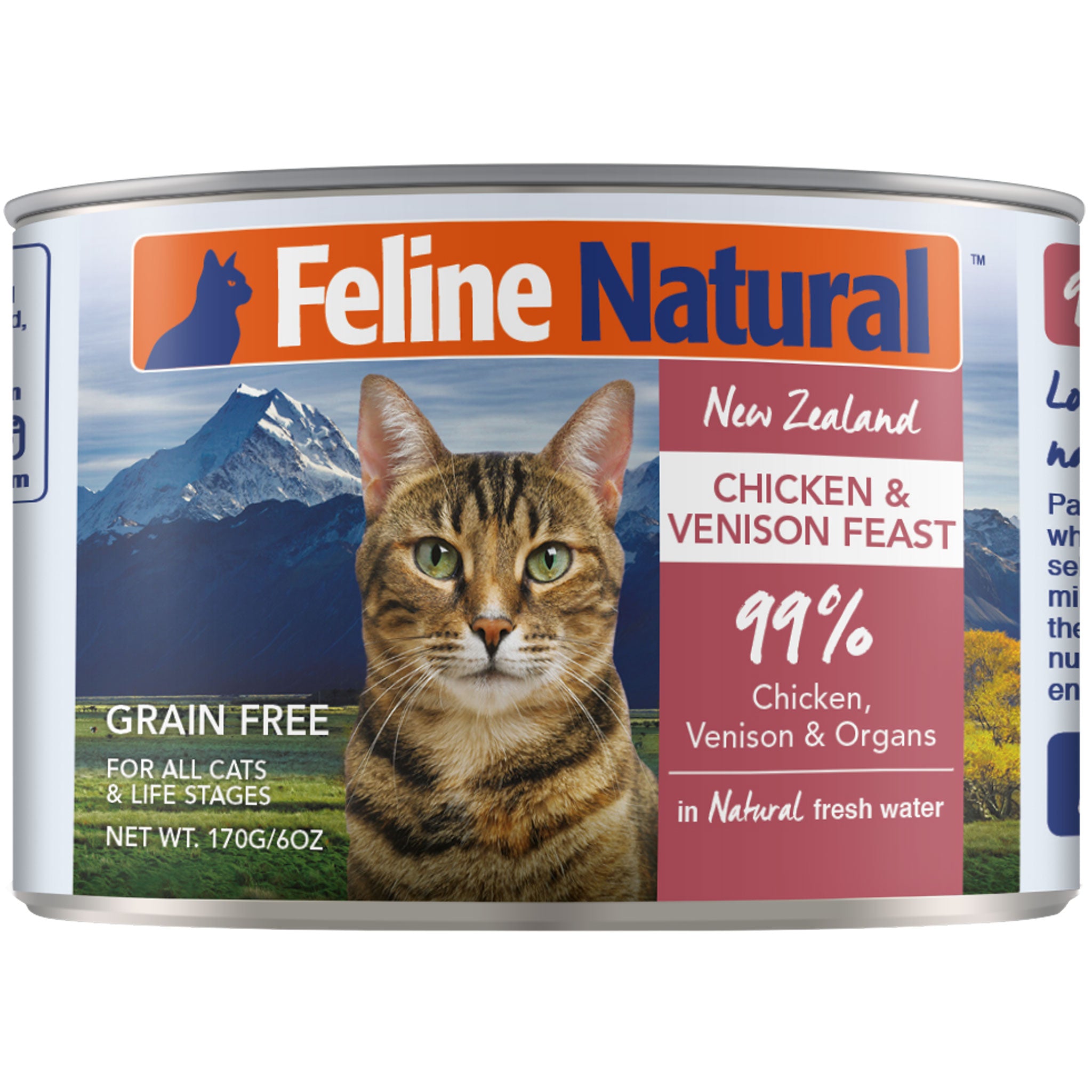 Premium Grain-Free Feline Natural Canned Cat Food - Chicken & Venison Recipe, 6 oz (Pack of 12) - High Protein Wet Food for Adult Cats, Kittens & Senior Cats - Perfect for Mealtime, Travel & Picky Eaters