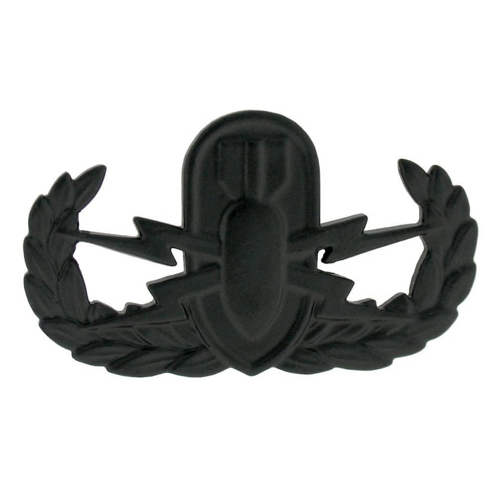 EOD Basic Black Pin-on Army Badge - Explosive Ordnance Disposal Military Insignia for Uniform & Tactical Gear | Perfect for Soldiers, Veterans & Collectors