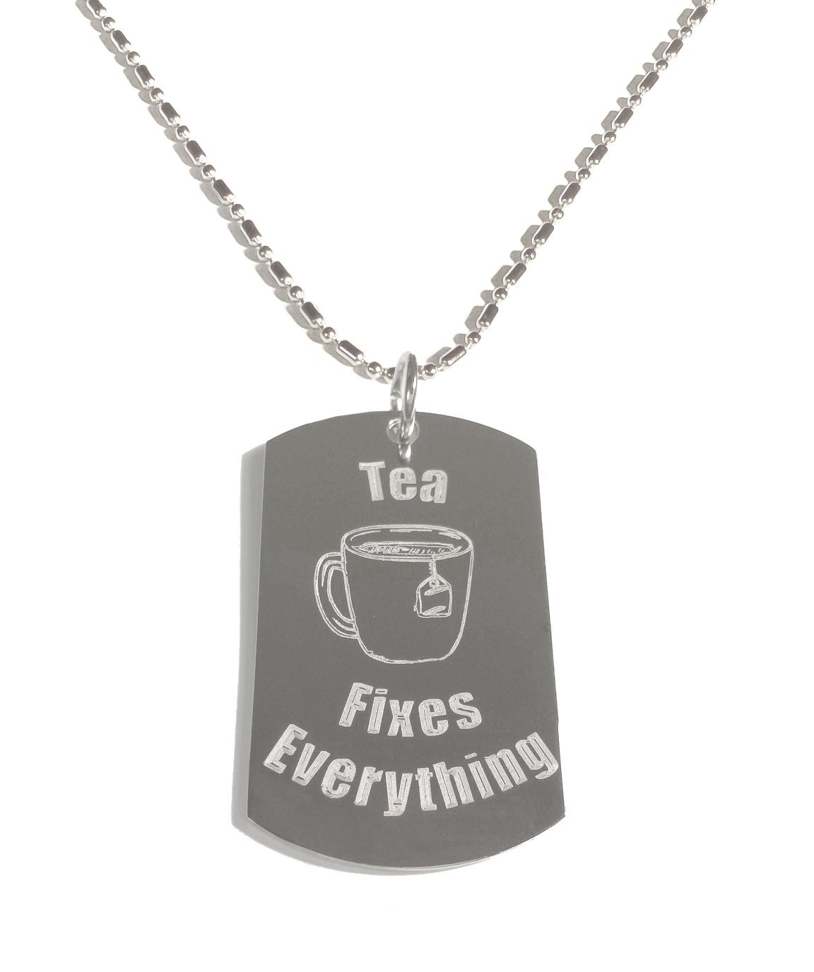 Shark Tea Fixes Everything Hat - Military Dog Tag Necklace with Luggage Metal Chain for Men & Women | Perfect for Travel, Outdoor Adventures & Casual Wear
