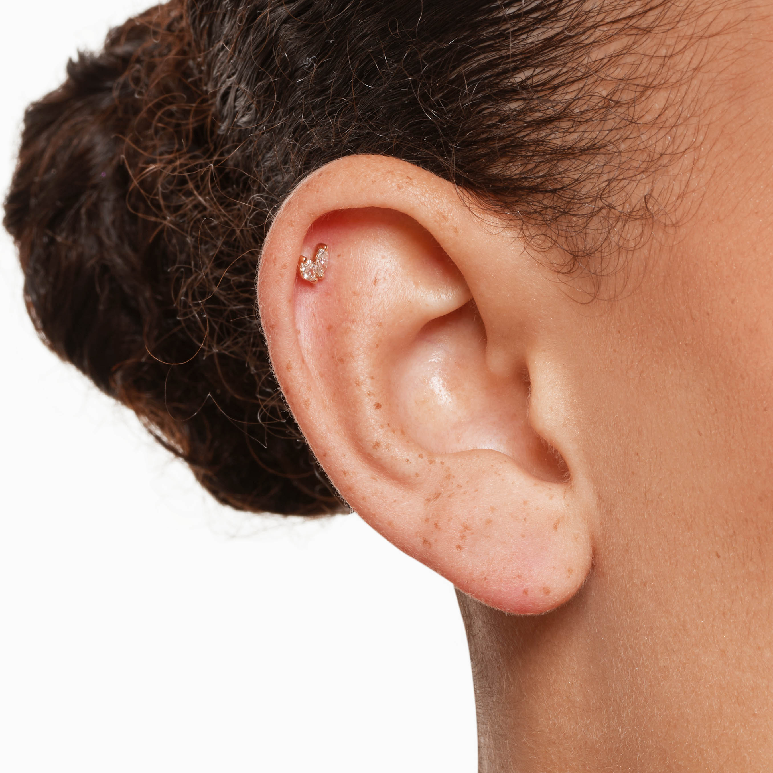 10K Gold Lab-Grown Diamond Double Marquise Helix Stud Earrings - Elegant Jewelry for Parties, Weddings & Special Occasions