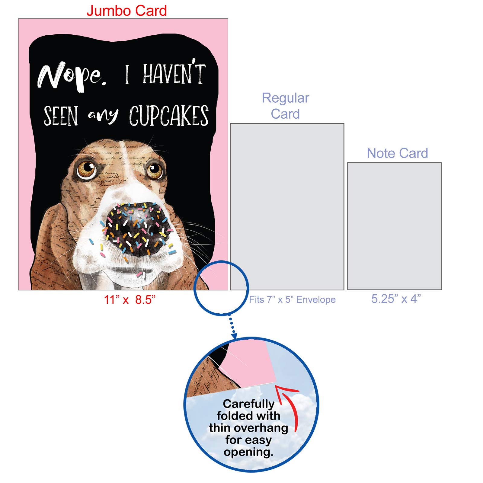 Funny Jumbo Birthday Card with Cute Animal Humor - 8.5x11 Inch Large Greeting Card for Dog Lovers (J3639ABDG) - Perfect for Birthday Parties, Office Celebrations & Surprise Gifts