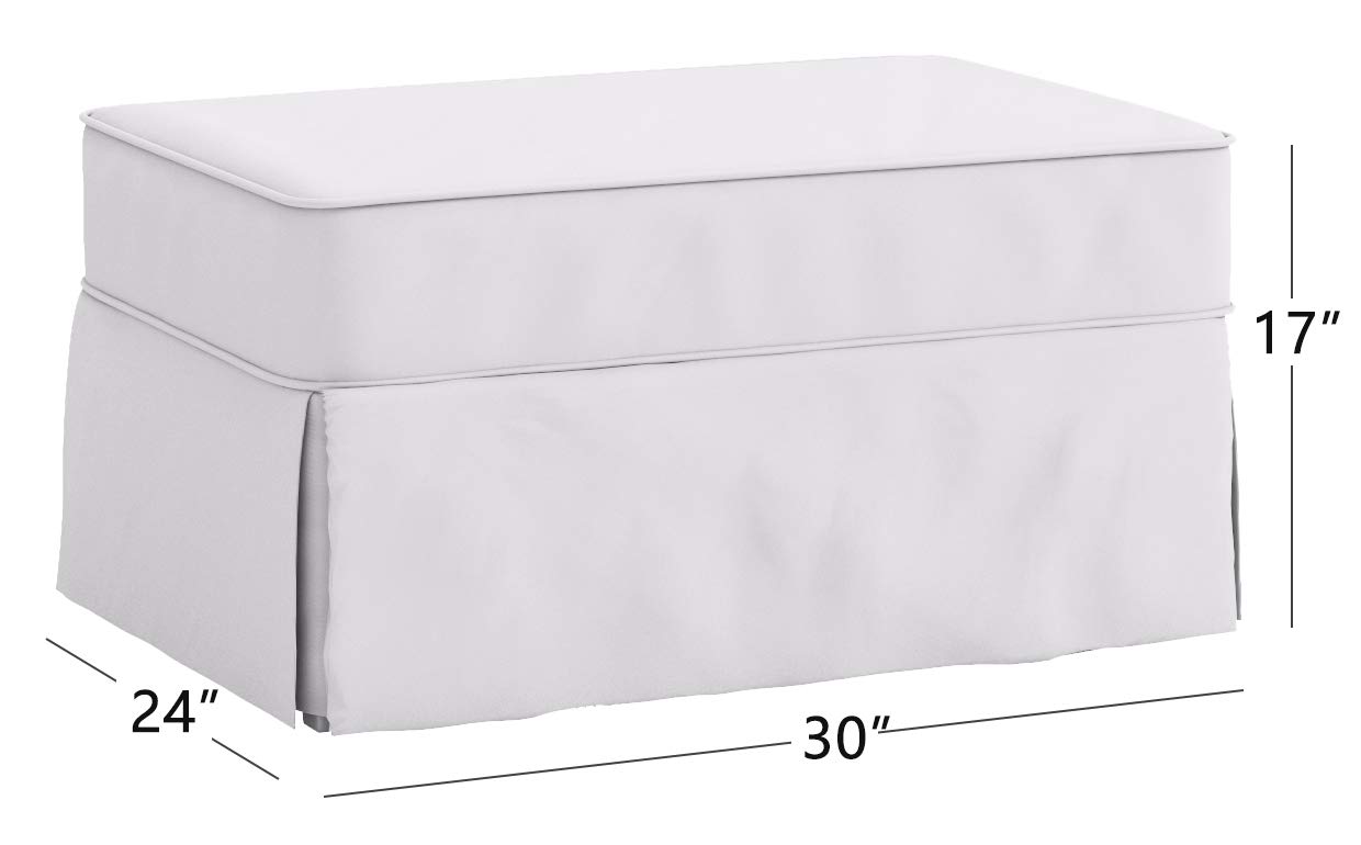 Premium Cotton Ottoman Slipcover Replacement for Pottery Barn PB Comfort Ottoman - Dense Fabric Footstool Cover in Light Gray | Perfect for Living Room, Bedroom & Home Decor