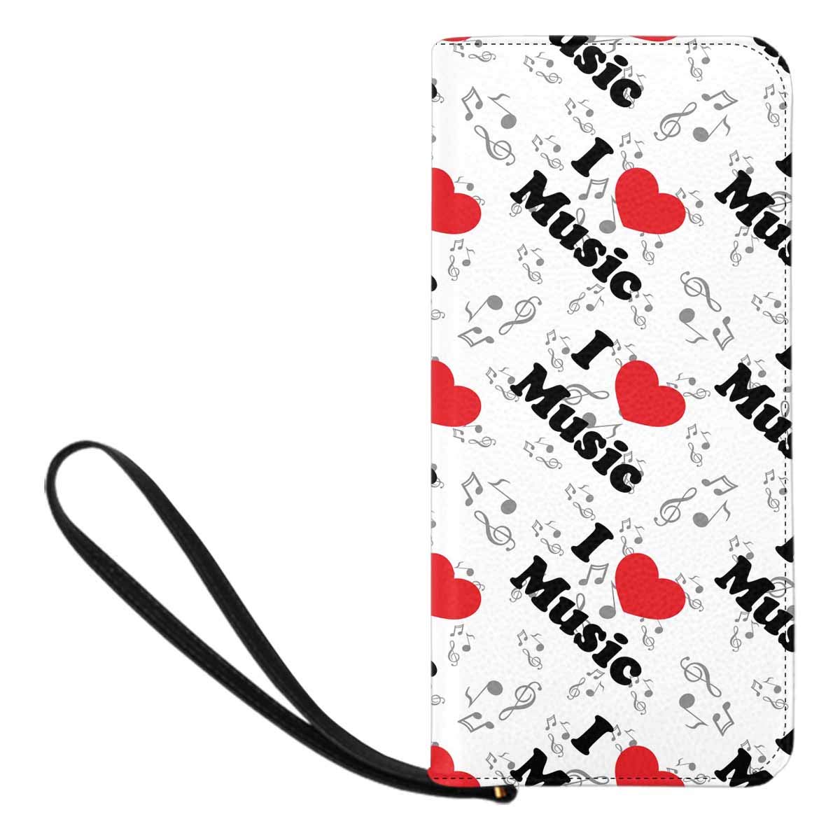 INTERESTPRINT I Love Music Clef Zipper Wallet for Women - Stylish Evening Clutch with Card Slots | Perfect for Concerts, Date Nights & Gift Giving