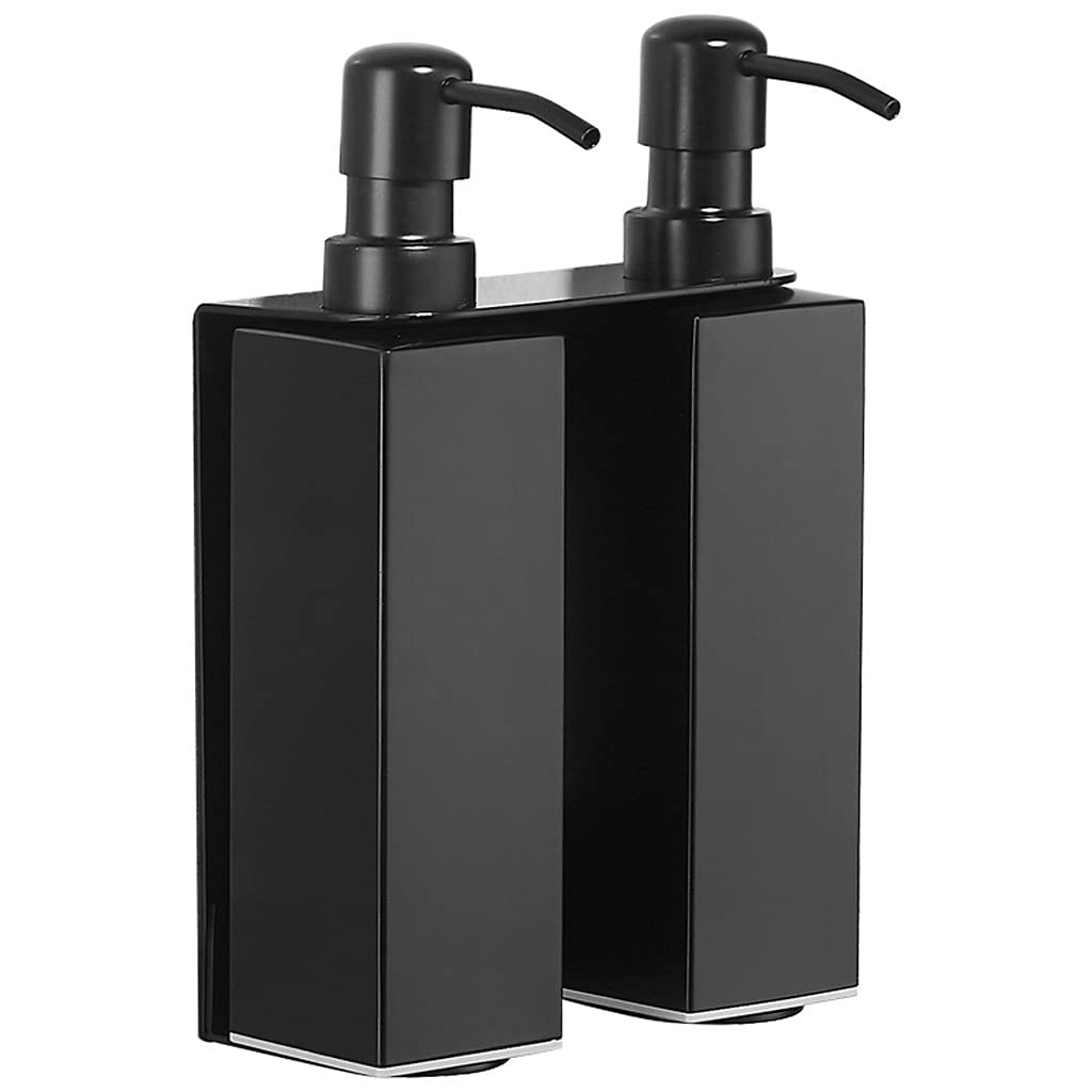 304 Stainless Steel Wall Mount Soap Dispenser - Square Shampoo & Liquid Soap Pump for Bathroom, Kitchen, Hotel (Black) | Durable & Hygienic Design for Home & Commercial Use