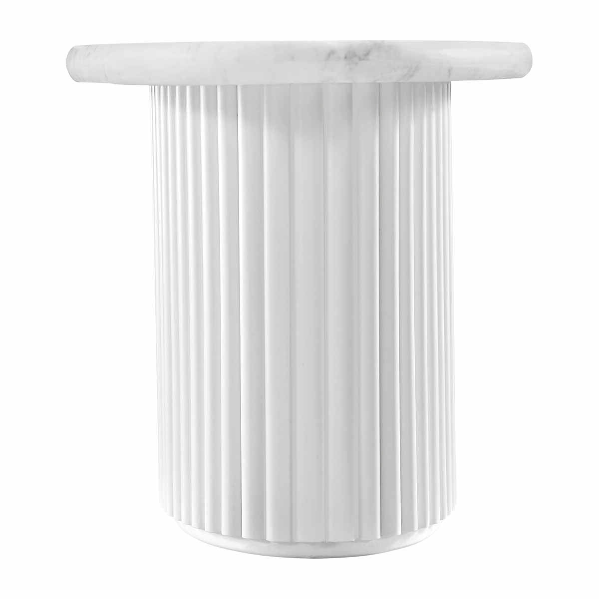 Modern Cosmos Side Table - White Oak & Carrara Marble Top - Nightstand, End Table for Living Room, Bedroom, Office - Minimalist Home Decor Furniture