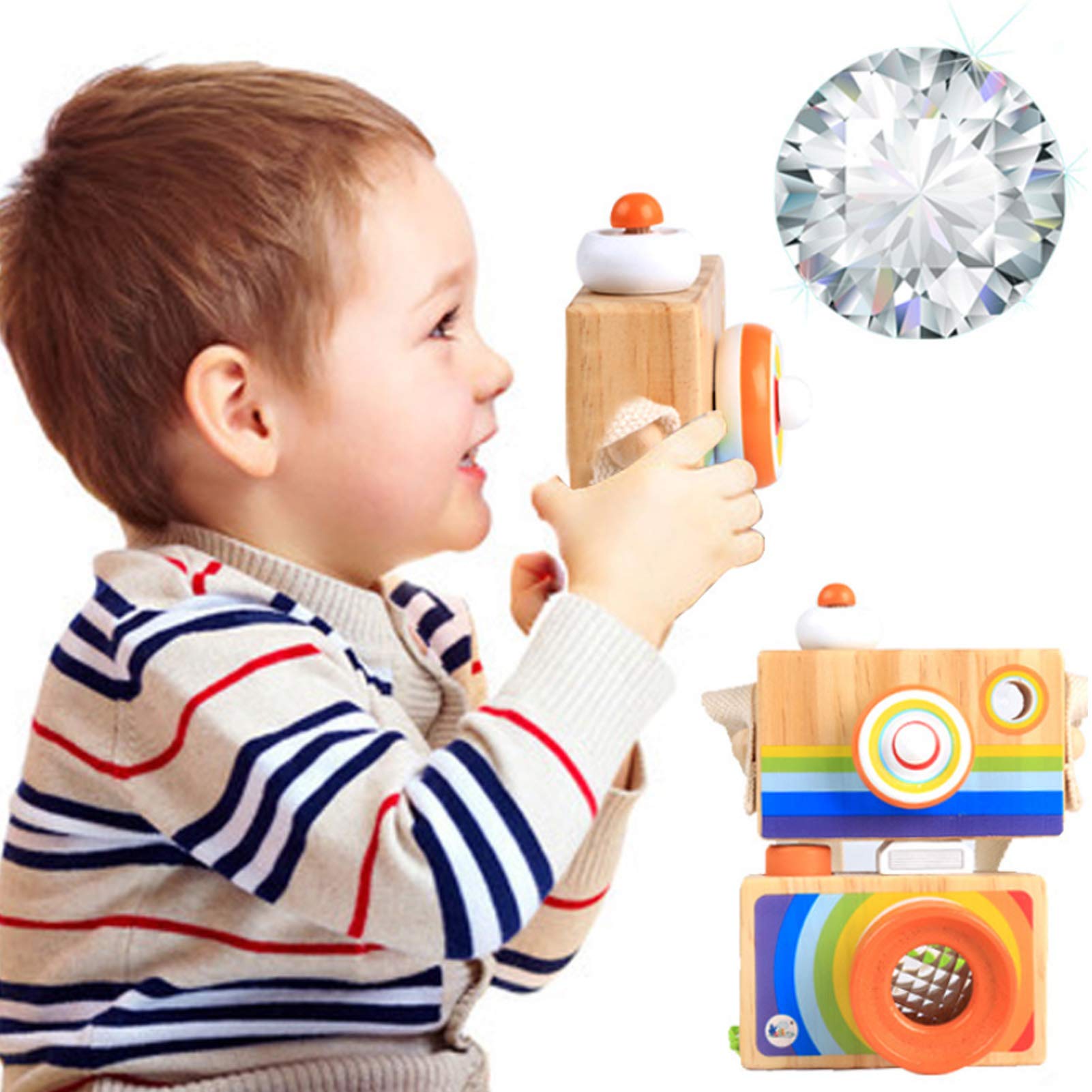Magical Wooden Camera Kaleidoscope Toy - Multi-Prism Educational Kaleidoscope for Kids, Classic Wooden Toy & Best Birthday Gift for Boys & Girls - Perfect for Sensory Play, STEM Learning & Creative Exploration