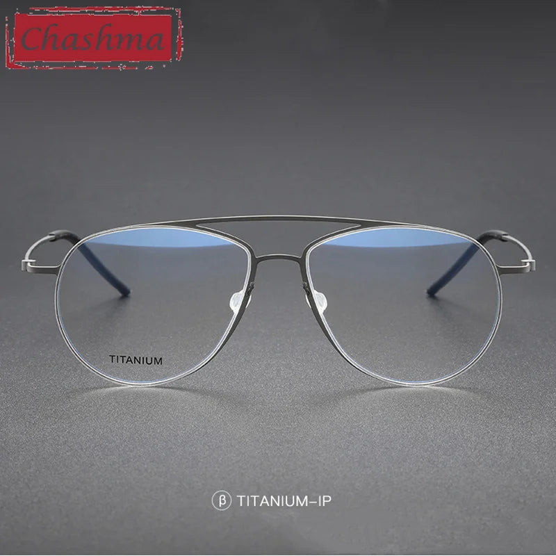Titanium Eyeglasses for Men - Full Rim Oval Double Bridge Frame 45507 | Lightweight & Durable | Perfect for Work, Reading & Everyday Use