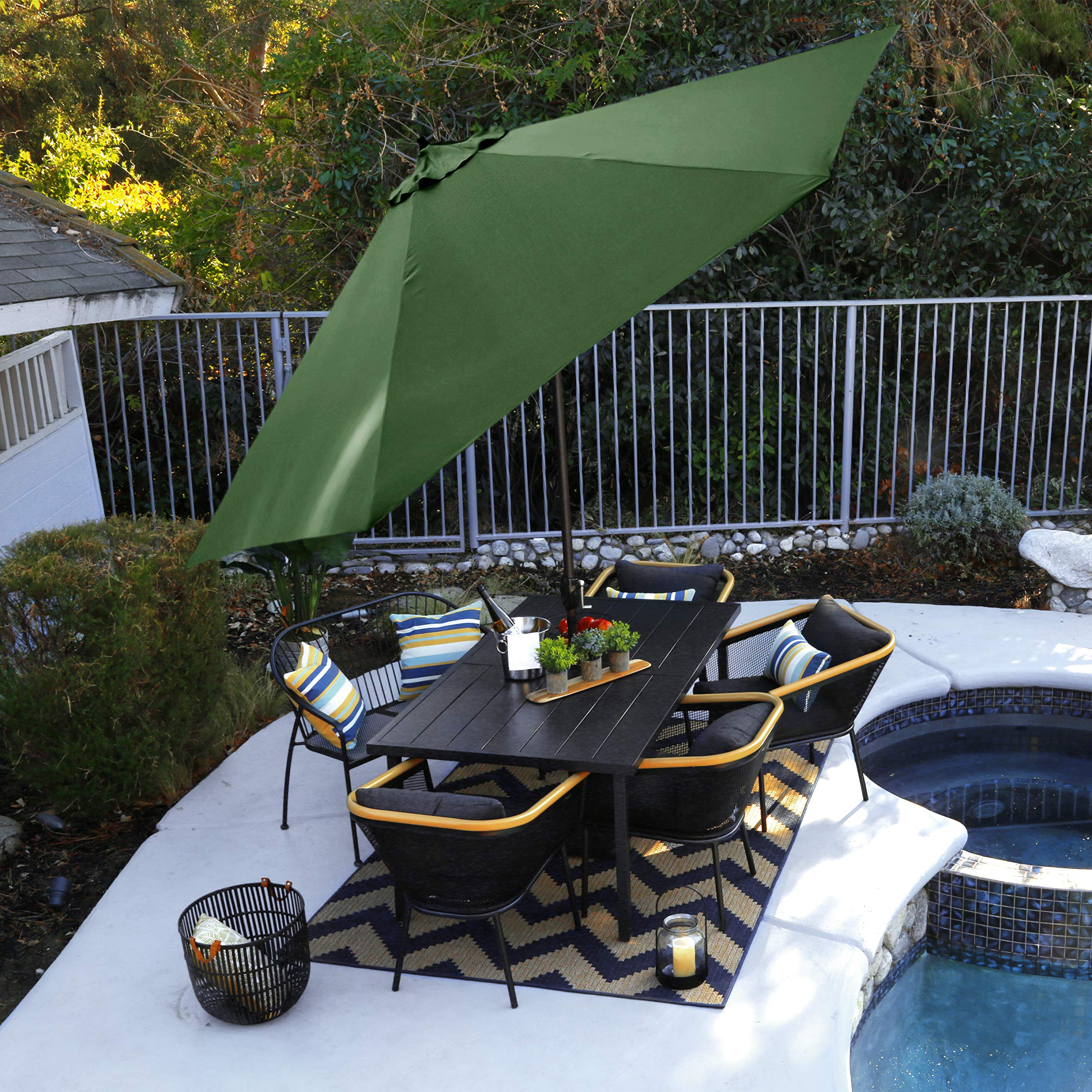Sunline 11ft Crank Open Push Tilt Patio Umbrella with Aluminum Ribs & Pole - Perfect for Backyard, Poolside, and Outdoor Dining