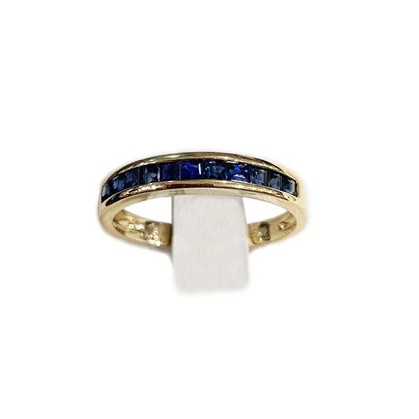 14K Yellow Gold Sapphire Band Ring for Women - Elegant Stackable Wedding, Anniversary, or Promise Ring - Perfect for Everyday Wear & Special Occasions