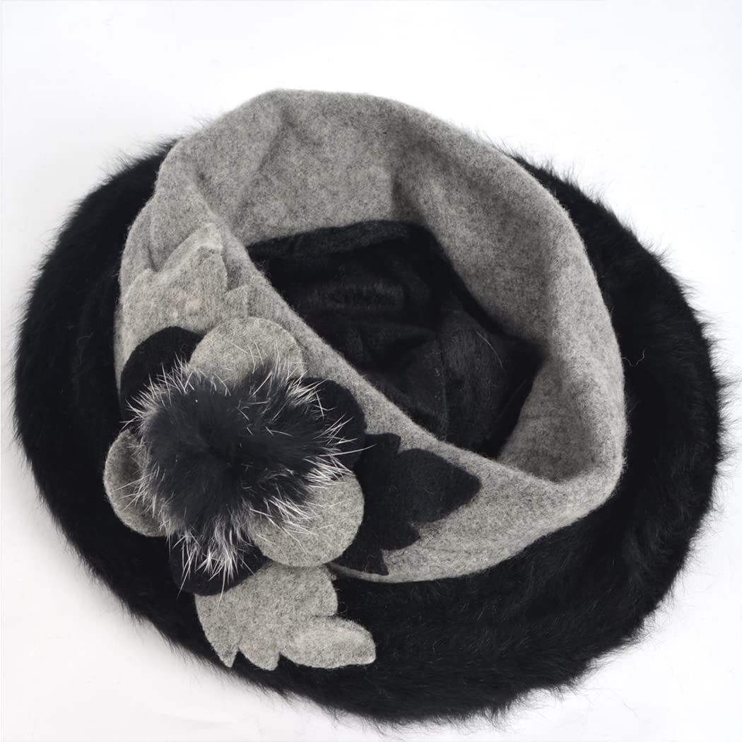 Women's Wool Cloche Hat - Elegant Church & Winter Floral Bucket Hat for Women - Perfect for Church, Weddings, Tea Parties & Cold Weather Fashion