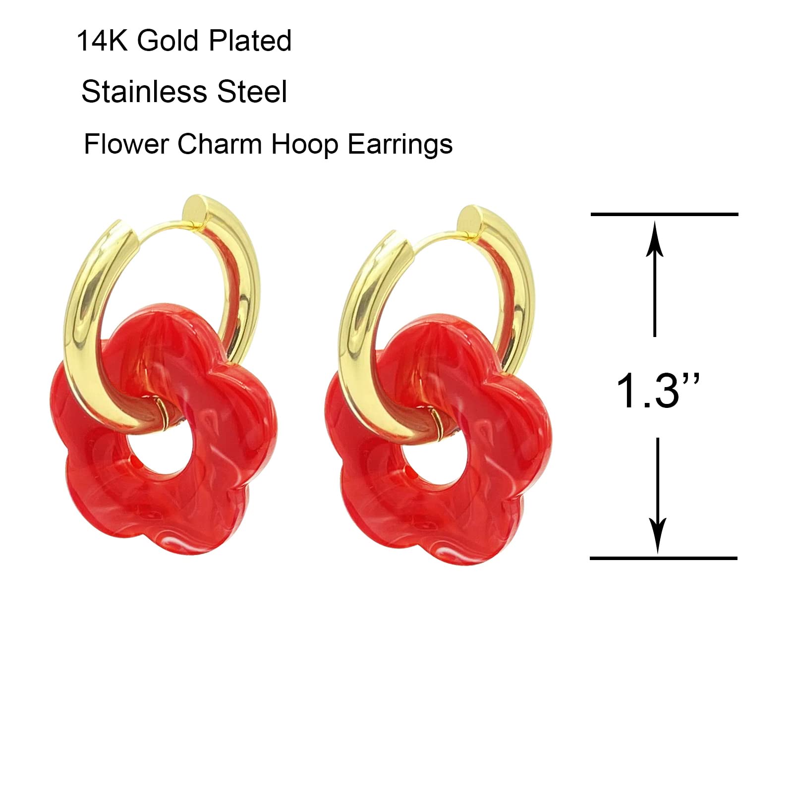 Gold Flower Hoop Earrings for Women - Bohemian Floral Charm Dangle Earrings, Elegant Dainty Jewelry for Everyday Wear, Perfect Mother's Day Gift for Her | Wedding, Party & Casual Outfit Accessory