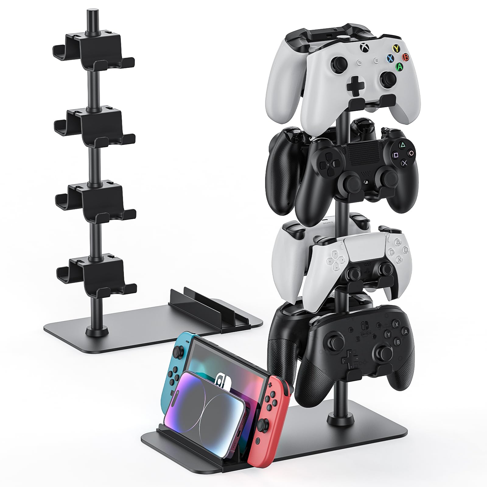 Xbox PS5 PS4 Switch Controller Holder Stand - 8 Gaming Controller Organizer Rack for Desk with Headset/iPad/Phone Storage - Perfect Gaming Room Accessories & Gifts for Gamers - Ideal for Game Room Setup, Streaming Station & Console Organization