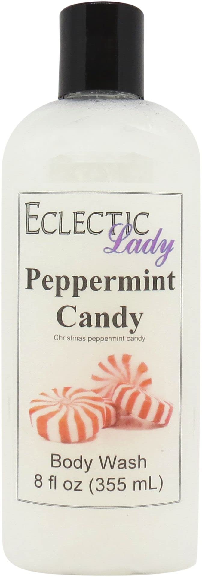 Organic Peppermint Candy 3-in-1 Body Wash, Bubble Bath & Hand Soap - Phthalate-Free, Handcrafted in USA (8 oz) | Hydrating & Refreshing for Spa Day, Gift Sets & Daily Shower Routine