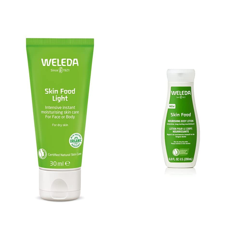 Weleda Skin Food Light Moisturizer for Dry Skin 75ml & Nourishing Body Lotion 200ml - Hydrating Skincare Set for Face and Body | Perfect for Daily Moisturizing Routine, Travel, and Gift Giving