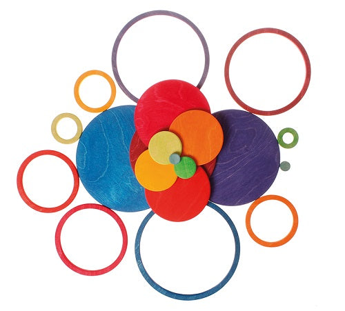 Grimm's Wooden Educational Toy - Concentric Circles and Rings for Kids, Montessori Learning, Stacking and Sorting Game | Perfect for Toddlers, Preschoolers, and Homeschooling Activities