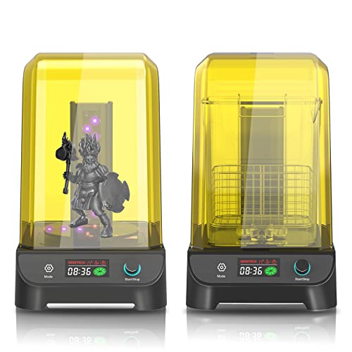 Geeetech 360° Wash and Cure Station with 405nm UV Light - Resin Cleaning and Curing Machine for LCD/DLP/SLA 3D Prints - Includes Rotary Curing Tray & Washing Bucket - Perfect for Post-Processing 3D Printed Models at Home or Studio