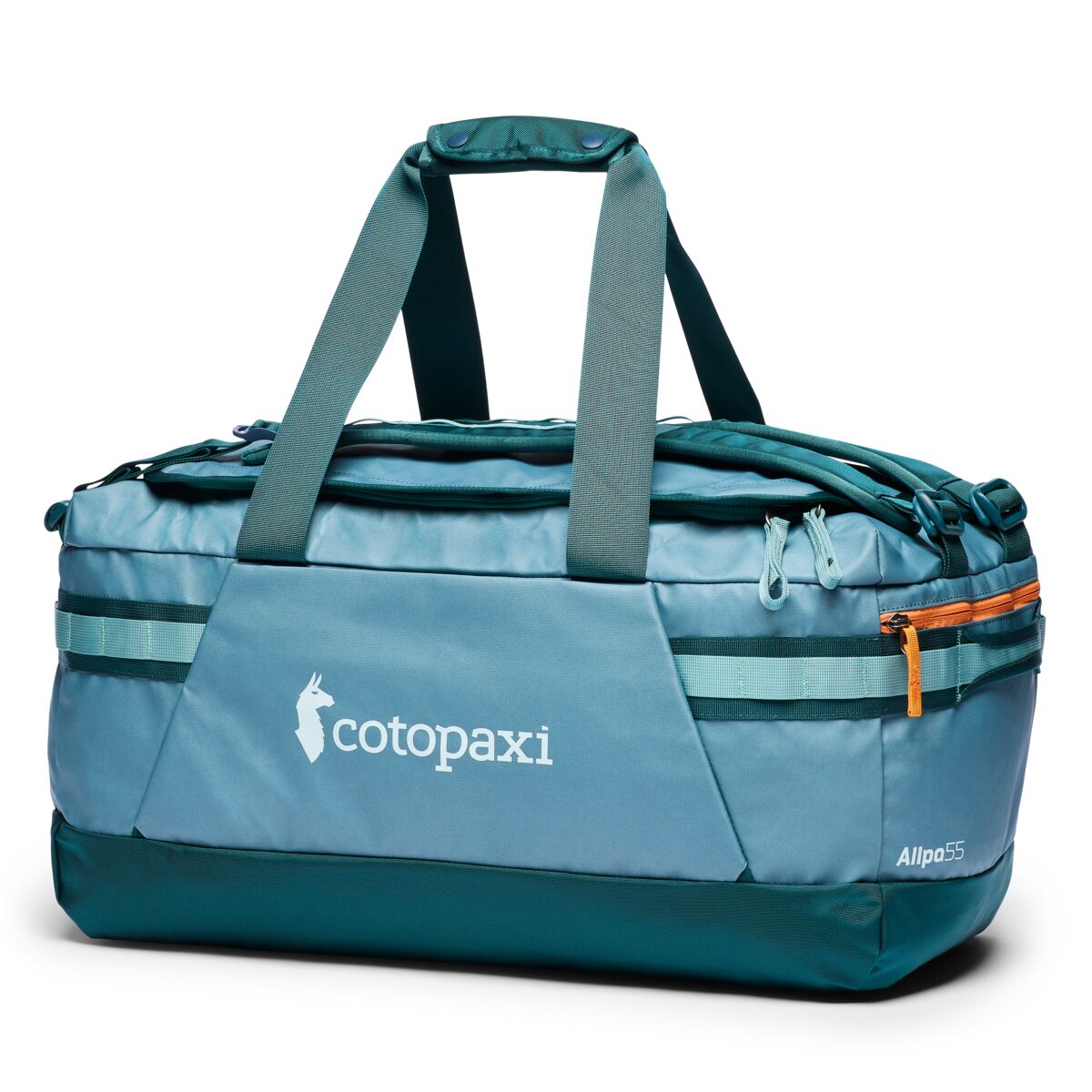 Cotopaxi Allpa Getaway 55L Travel Duffel Bag - Waterproof Carry-On Luggage for Adventure Travel, Hiking & Weekend Trips | Blue Spruce/Abyss Color