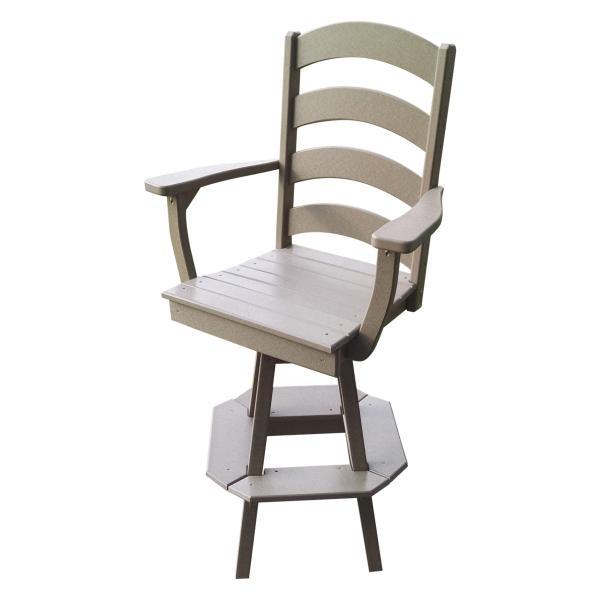 Swivel Bar Stool with Ladder Back & Arms - Adjustable Height Counter Stool for Kitchen Island, Dining & Home Bar