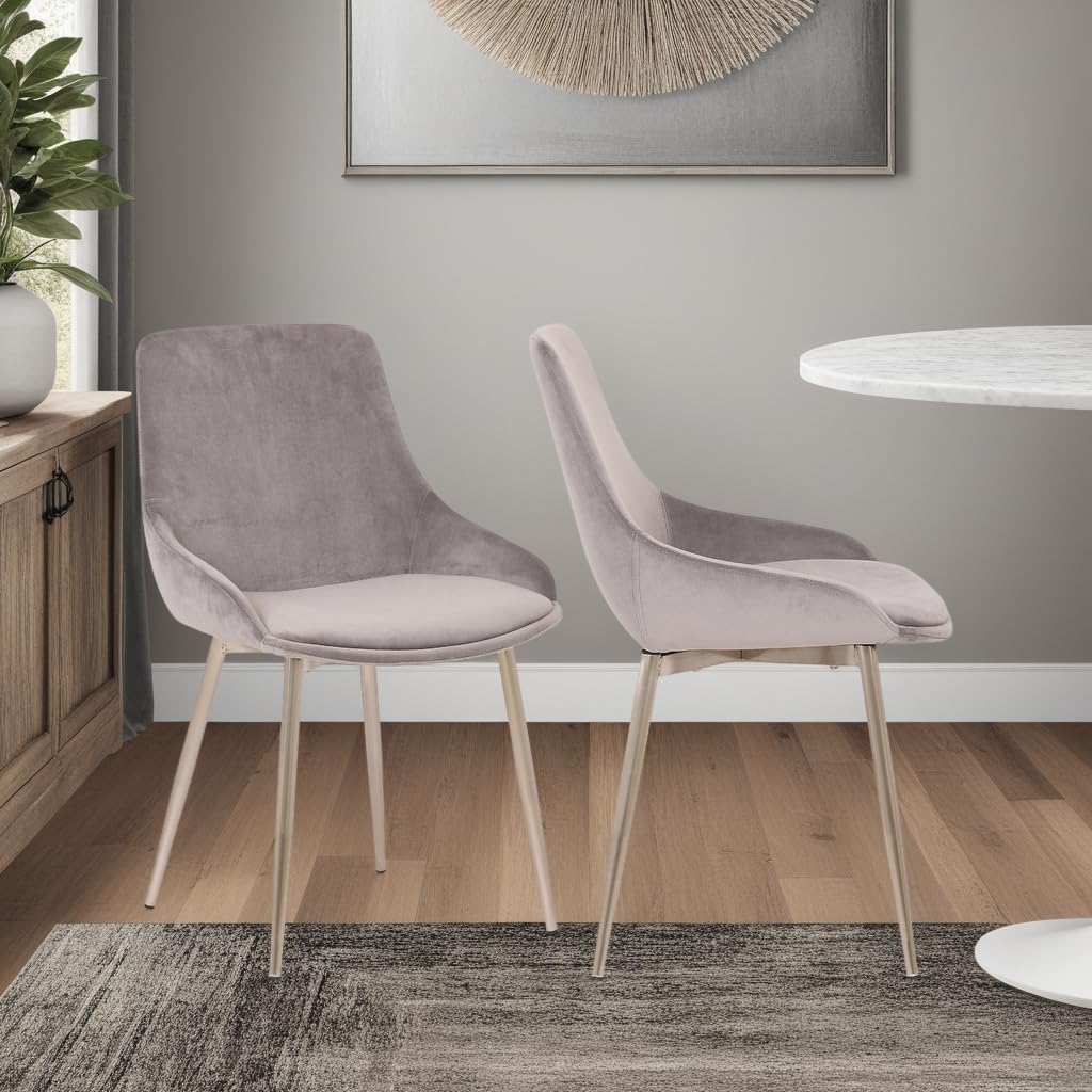Heidi Contemporary Upholstered Fabric Dining Chair - Gray Accent Chair for Dining Room - 18.5