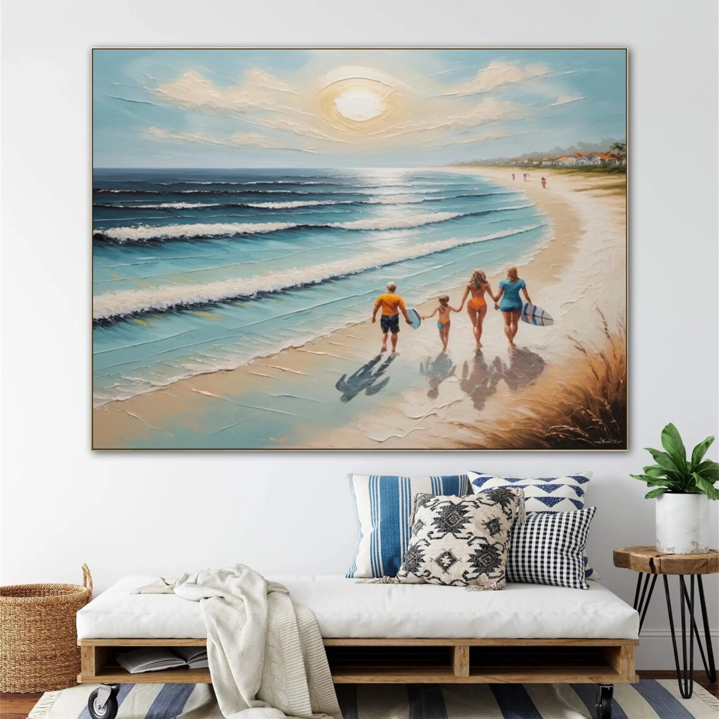 Ocean and Sky Painting #OS 137 - Handmade Coastal Wall Art for Beach House Decor, Living Room & Bedroom