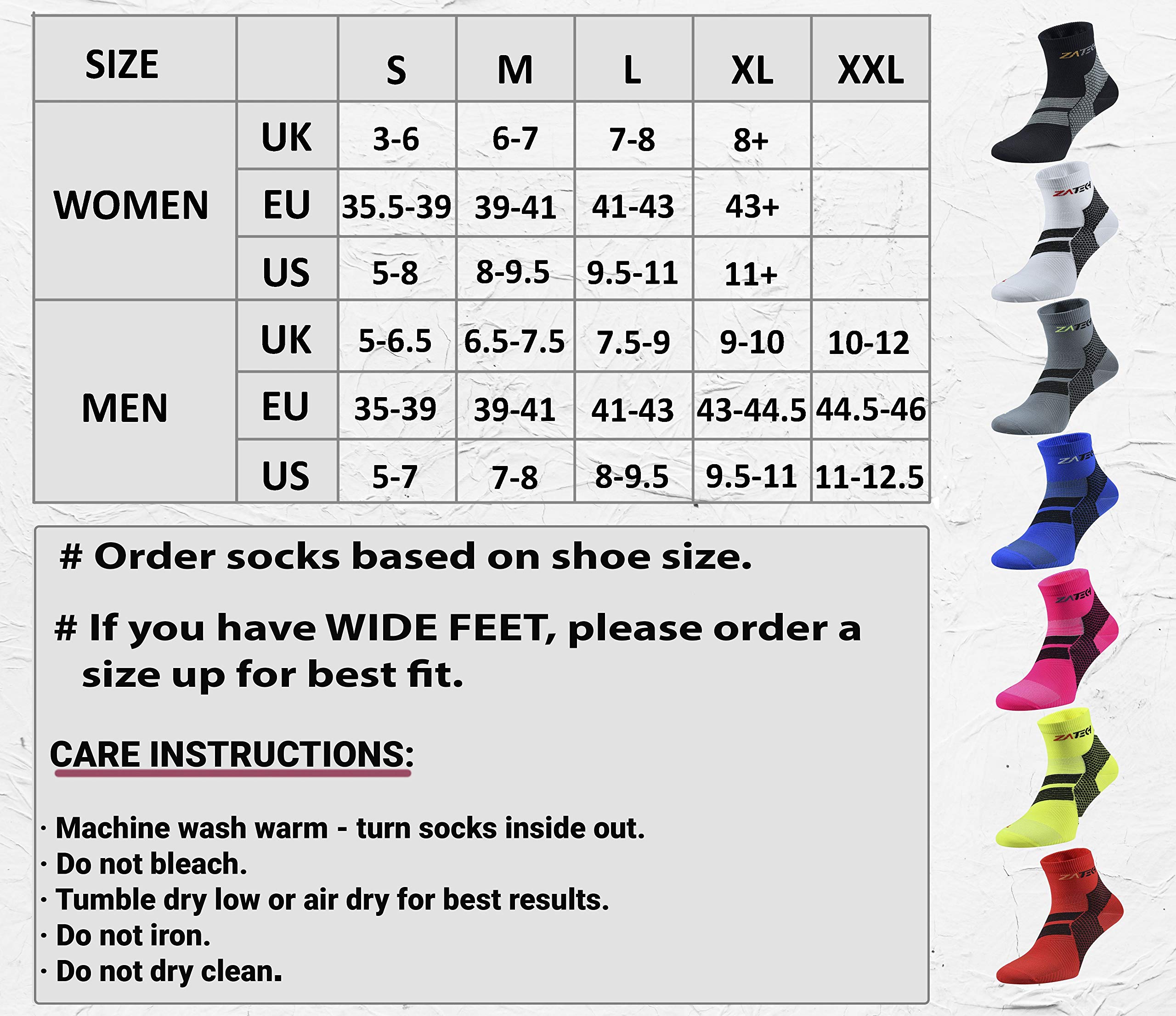ZaTech Plantar Fasciitis Compression Socks for Women & Men - Heel, Ankle & Arch Support Socks (Black/Grey, Medium) - Ideal for Running, Walking & Pain Relief