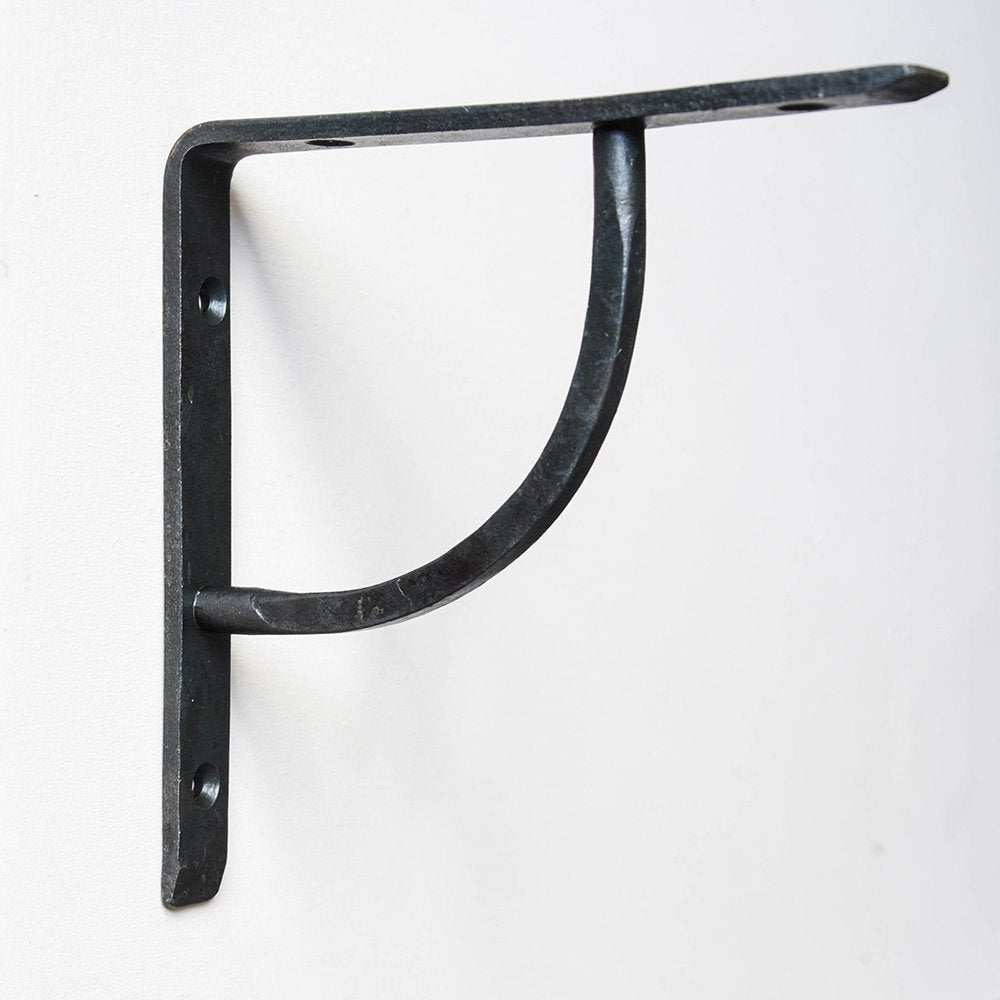 Forged Black Beeswax Plain Shelf Bracket - Heavy Duty Metal Wall Shelf Support for Home, Kitchen, Bathroom & Office Organization