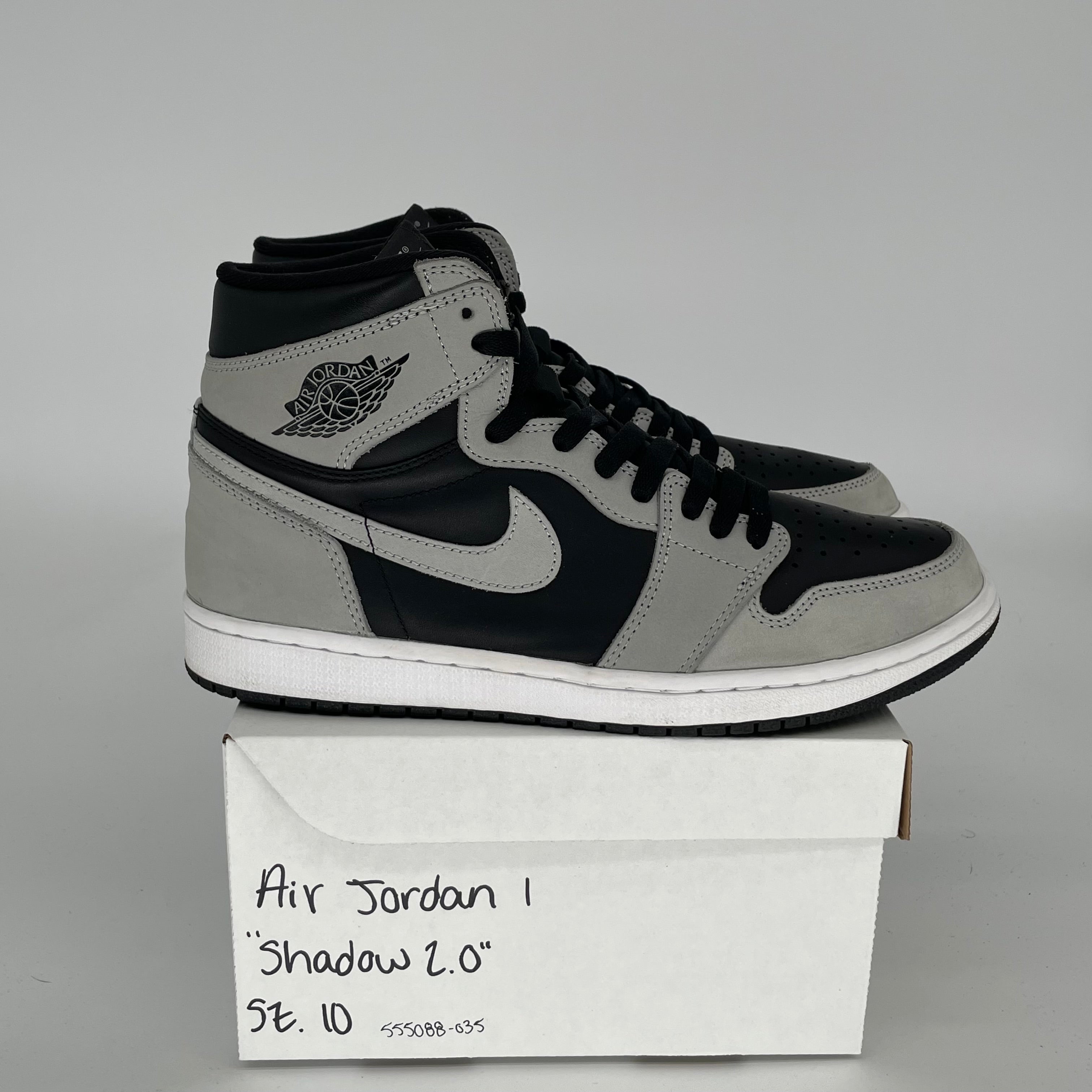 AIR JORDAN 1 SHADOW 2.0 Sneakers - Men's Size 10 (555088-035) - Retro Basketball Shoes for Casual Wear & Street Style