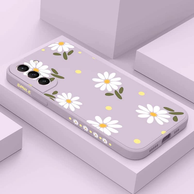 **Cute Daisy Pattern Galaxy S21+ Plus Case – Slim Shockproof TPU Bumper with Full Camera Lens Protection | Liquid Silicone Protective Cover for Samsung Galaxy S21+ Plus 5G (6.7