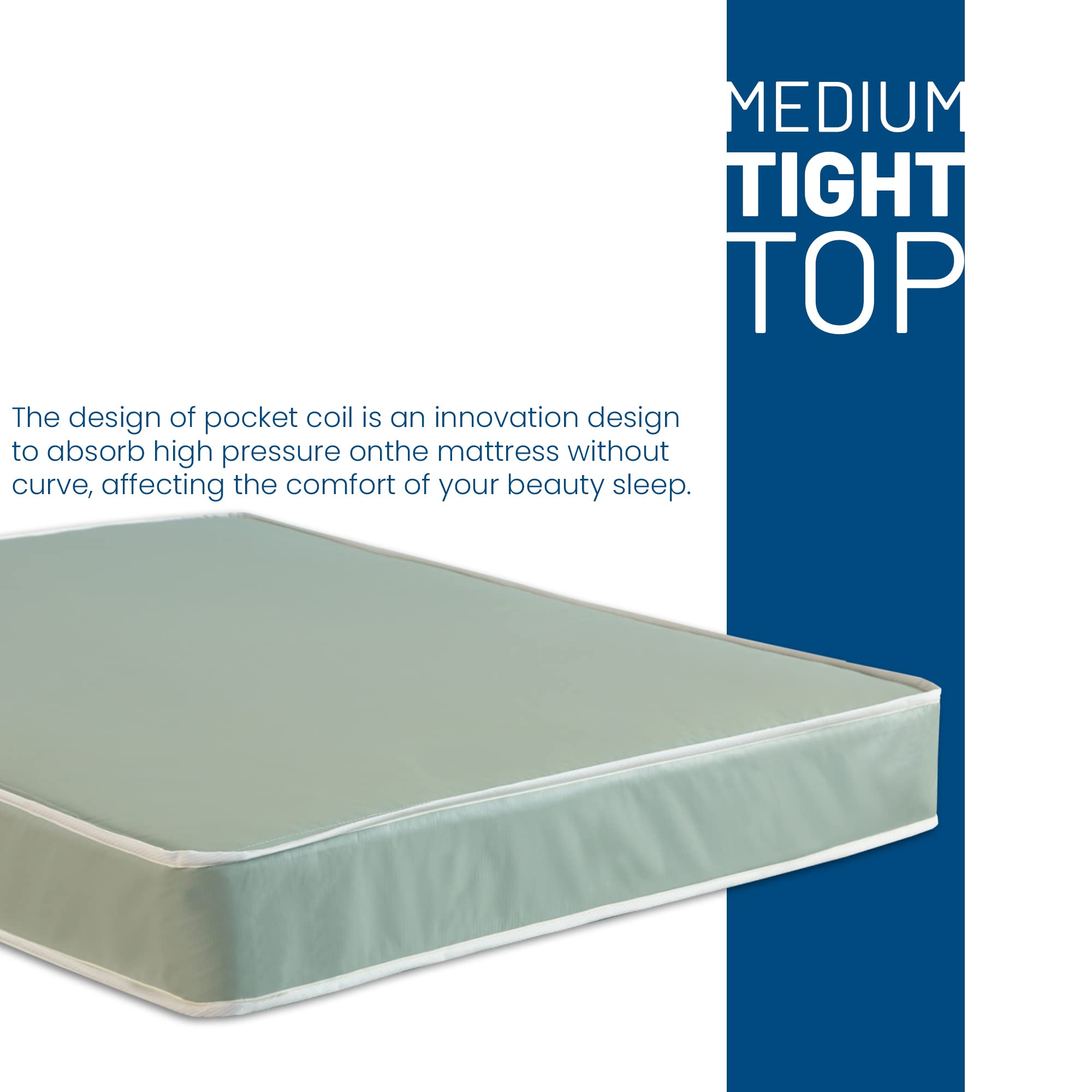 Treaton 8-inch Hybrid Twin Mattress - Waterproof Vinyl Cover, Medium Firm Support, Pressure Relief & Cooling for Comfort | Ideal for Hospitals, Institutions & Home Use | Bed-in-a-Box, Green
