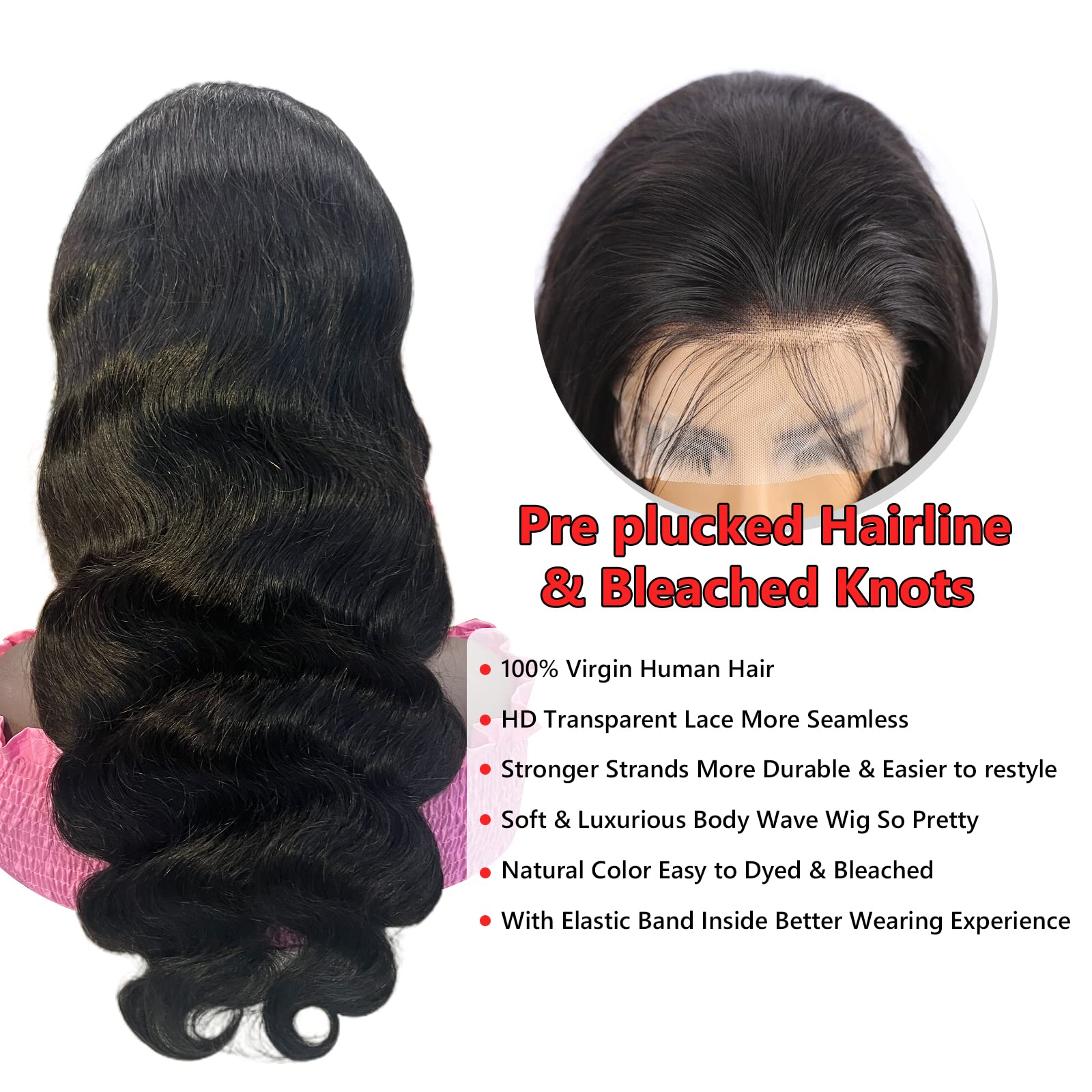 Larima Bob Wig 14Inch Human Hair - 13x4 HD Lace Front Wigs with Body Wave, 180% Density, Pre-Plucked, Glueless, Unprocessed Brazilian Virgin Hair (Natural Color) for Daily Wear, Parties & Special Occasions