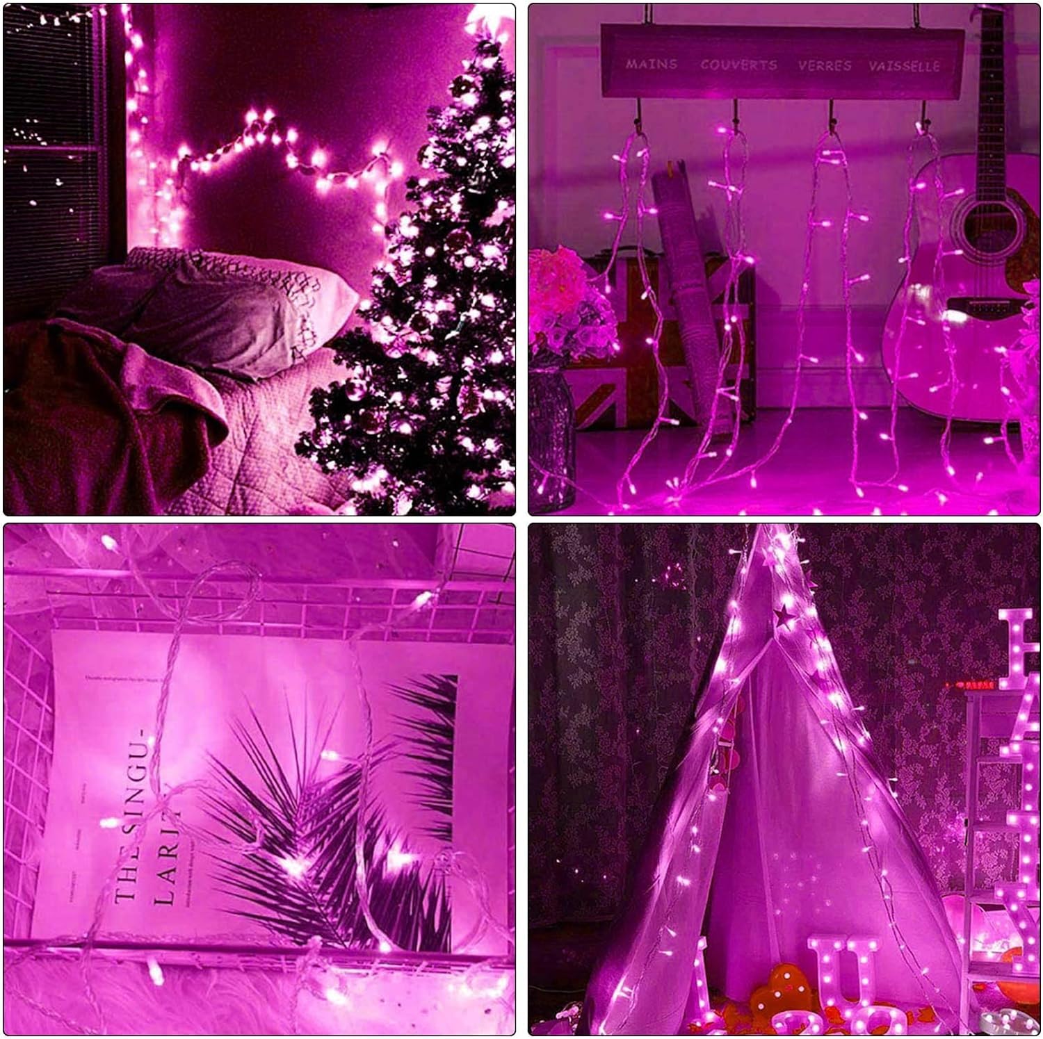 ILLUMINEW 100 LED Pink String Lights - 33 Ft Waterproof Outdoor Fairy Lights with 8 Modes | Romantic Valentine's Day Decorations, Bedroom & Room Decor | Perfect for Weddings, Parties, Garden & Patio Lighting