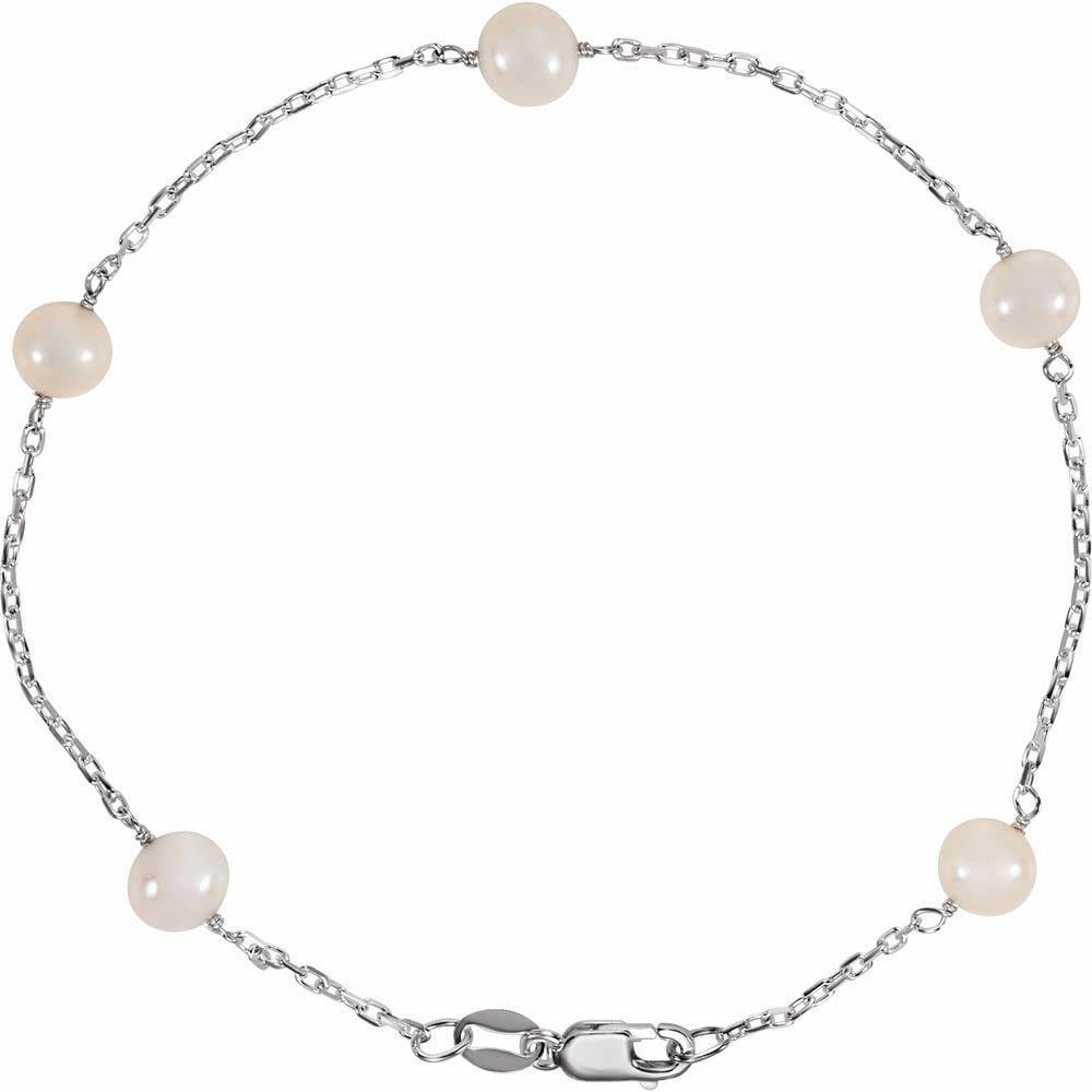 Elegant Sterling Silver Freshwater Cultured Pearl Bracelet for Women - 7.5