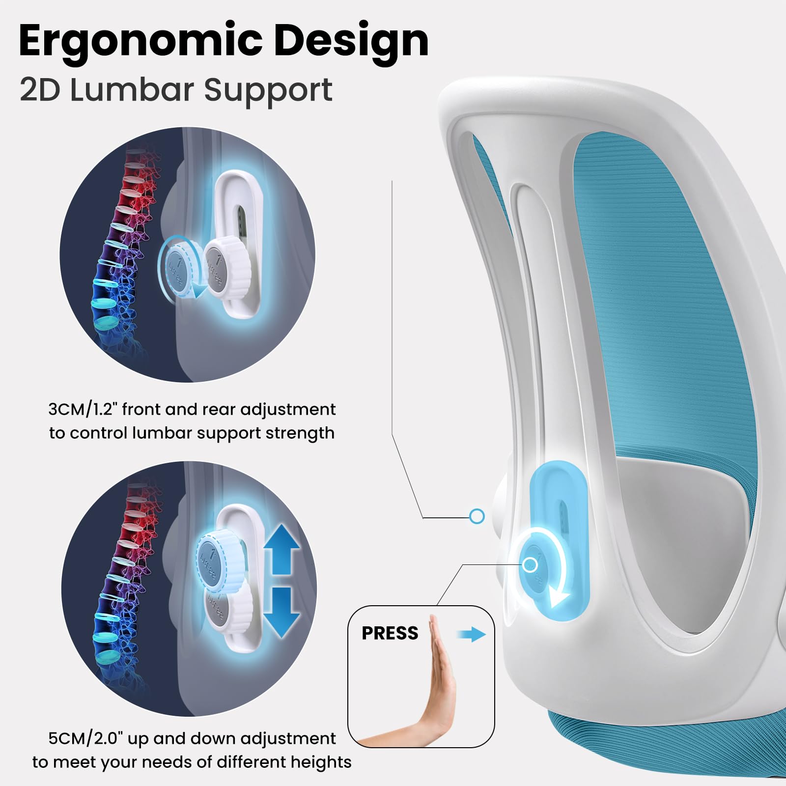 Razzor Ergonomic Drafting Chair - Adjustable Height Office Stool with Lumbar Support, Flip-Up Armrests & Footrest Ring - Blue - Perfect for Architects, Designers & Standing Desk Workstations