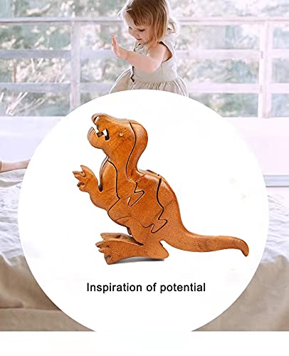 YOVQNMX Wooden Dinosaur Puzzle - Velociraptor Animal Wood Block Toy for Kids | Brain Teaser & Educational STEM Game | Birthday Gift for Boys & Girls | Fun Learning Activity for Preschool & Classroom