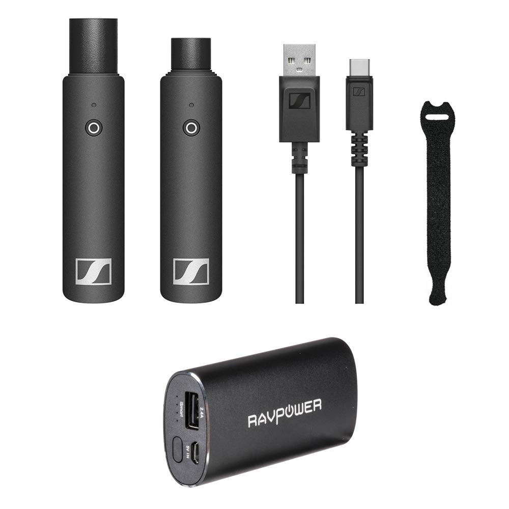 Sennheiser XSW-D XLR Wireless Microphone System with RAVPower 6700mAh Portable Charger & 10 Fastener Straps - Professional Audio Equipment for Live Performances, Studio Recording, and Events