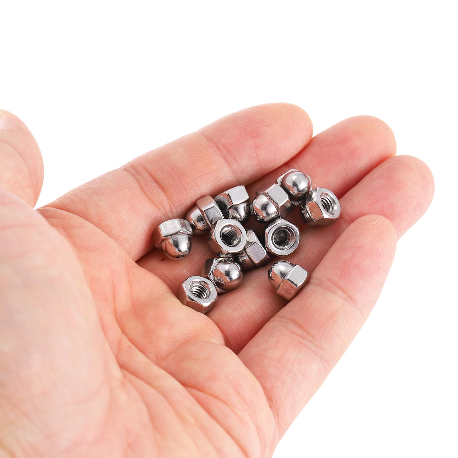 uxcell #8-32 Acorn Cap Nuts, 20Pcs 304 Stainless Steel Dome Cap Head Hex Nuts for Bolt Cover - Rustproof Hardware Fasteners for Furniture, Automotive & DIY Projects (Silvery Finish)