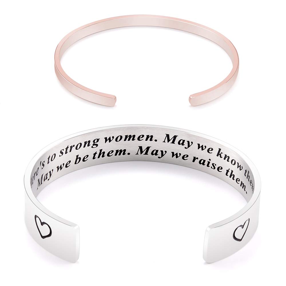 Personalized Inspirational Bracelets for Women - VGWON Mantra Cuff Bangle Jewelry, Encouragement Gift for Her, Best Friend Present, Daily Motivation & Special Occasions