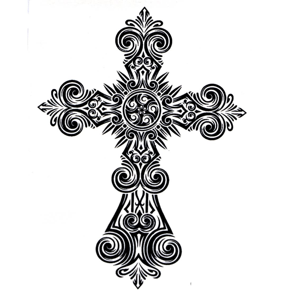 AFH Holy Cross Design Waterproof Temporary Tattoo Stickers for Men & Women - Long-Lasting Black Body Art for Parties, Halloween & Everyday Wear