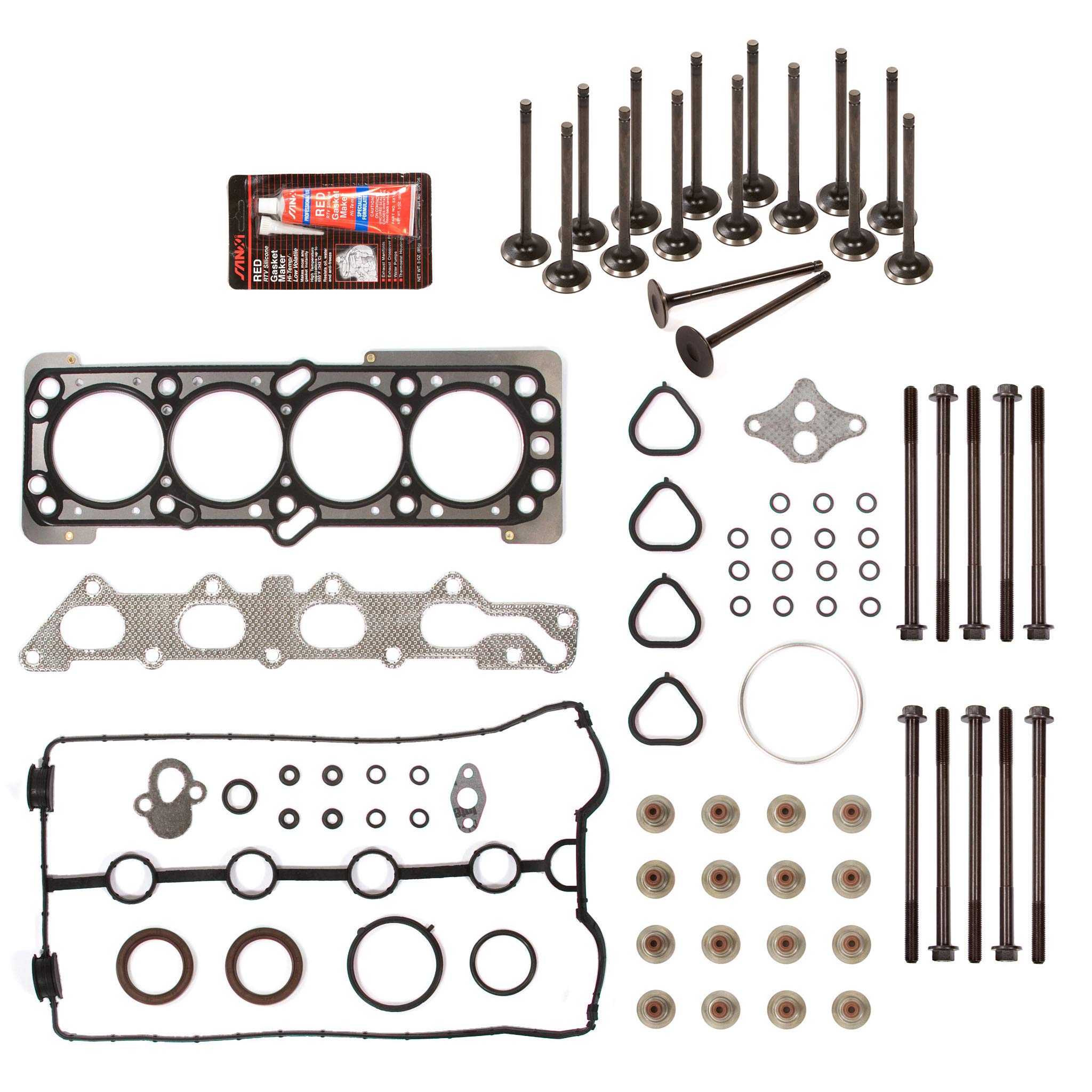 MA-4216953383 Head Gasket Set with Intake & Exhaust Valves - Compatible with 2006-2008 Chevrolet Aveo/Aveo5 1.6L DOHC Engine - Perfect for Engine Repair & Maintenance
