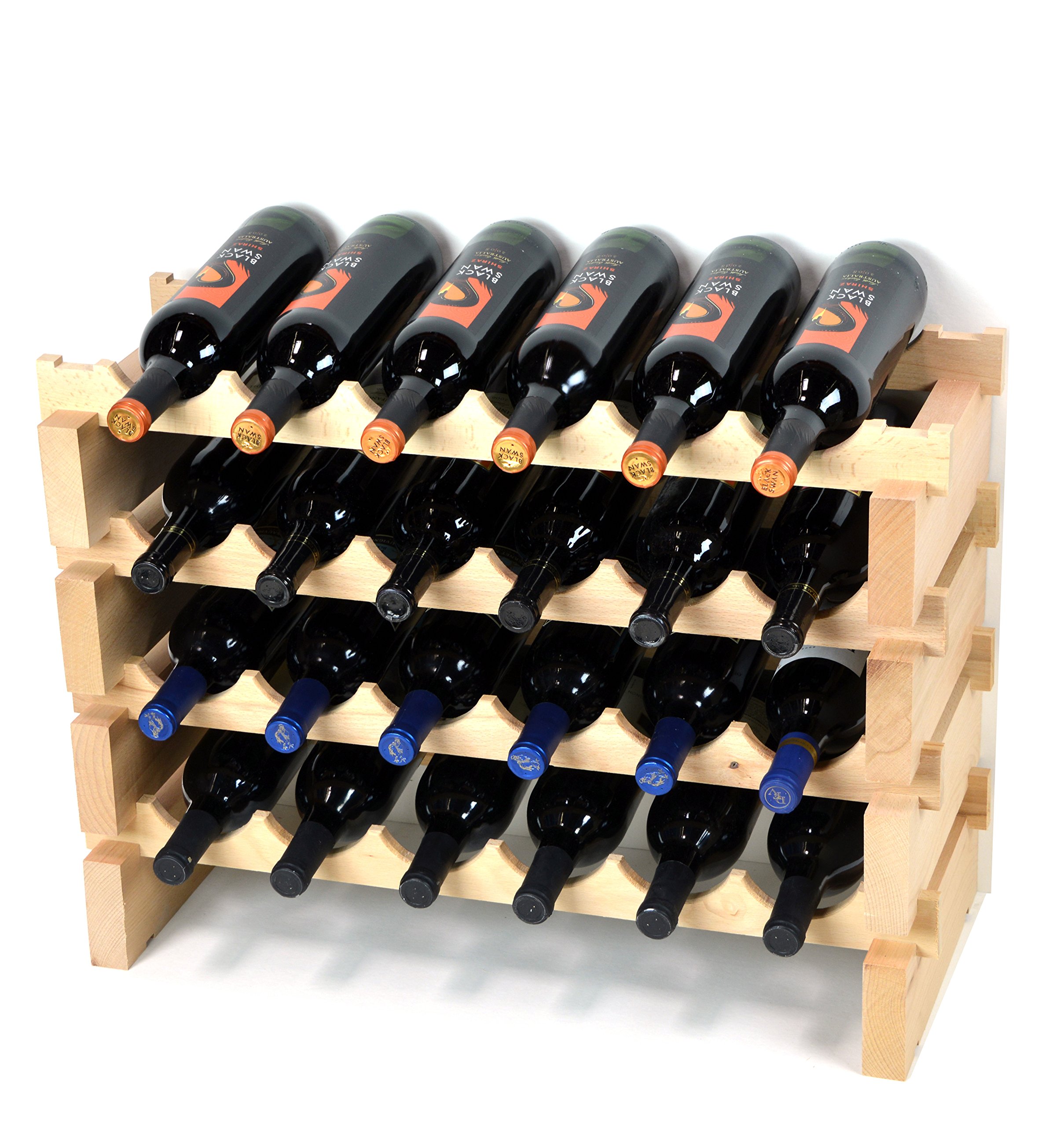 Premium Modular Hardwood Wine Rack - Holds 24 Bottles (6 Bottles x 4 Shelves) | Space-Saving Storage for Home Bar, Kitchen, Dining Room & Wine Cellar Organization