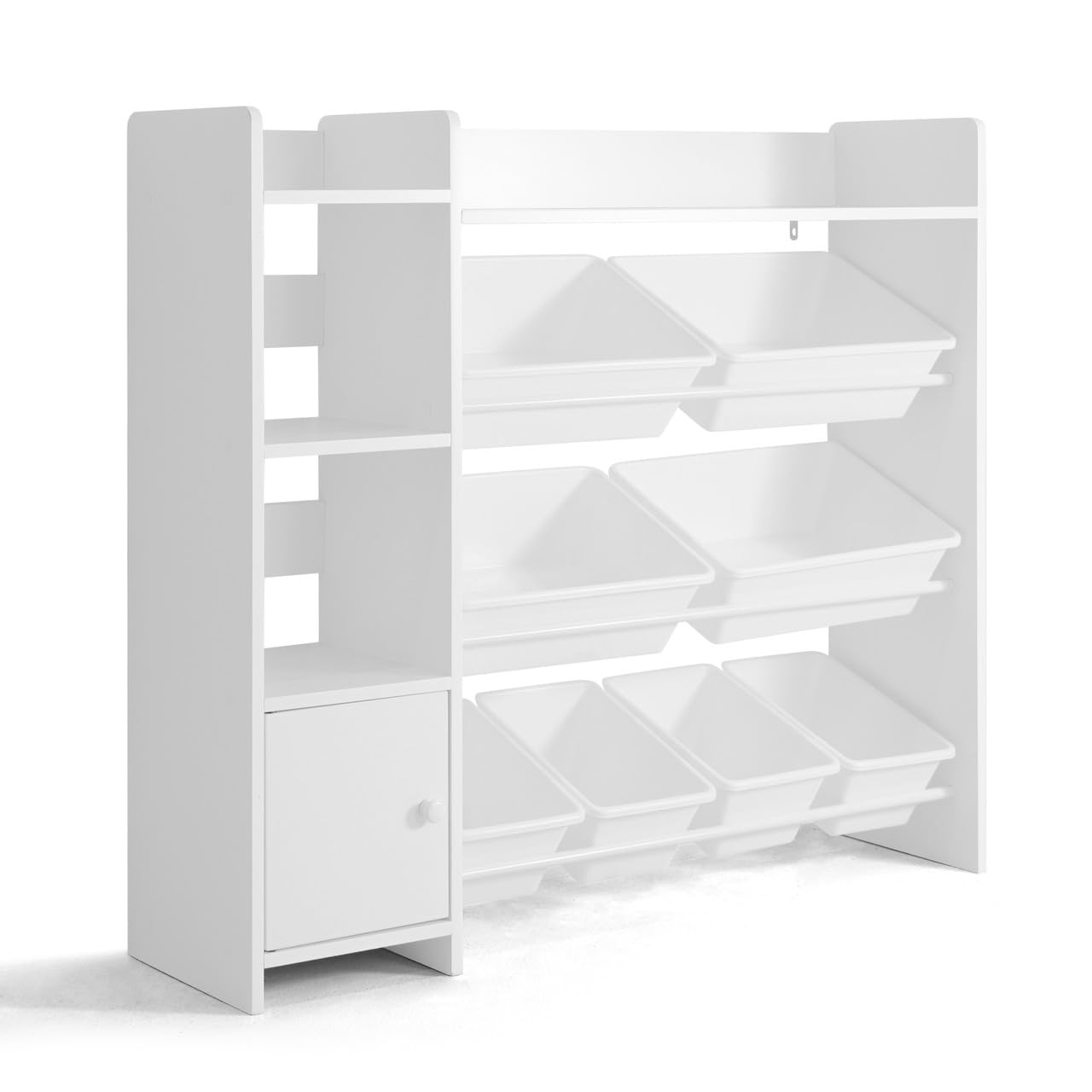 CAPHAUS 8-Bin White Plastic Toy Organizer & Storage Cabinet - Kids Room Organization for Toys, Books & Clutter - Durable Toddler Storage Solution for Playrooms, Bedrooms & Daycare Centers